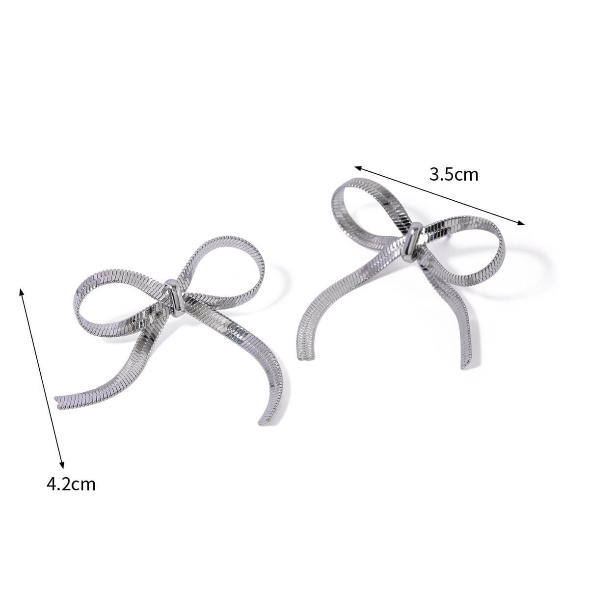 2PCS Bow Statement Stainless Steel Stud Earrings