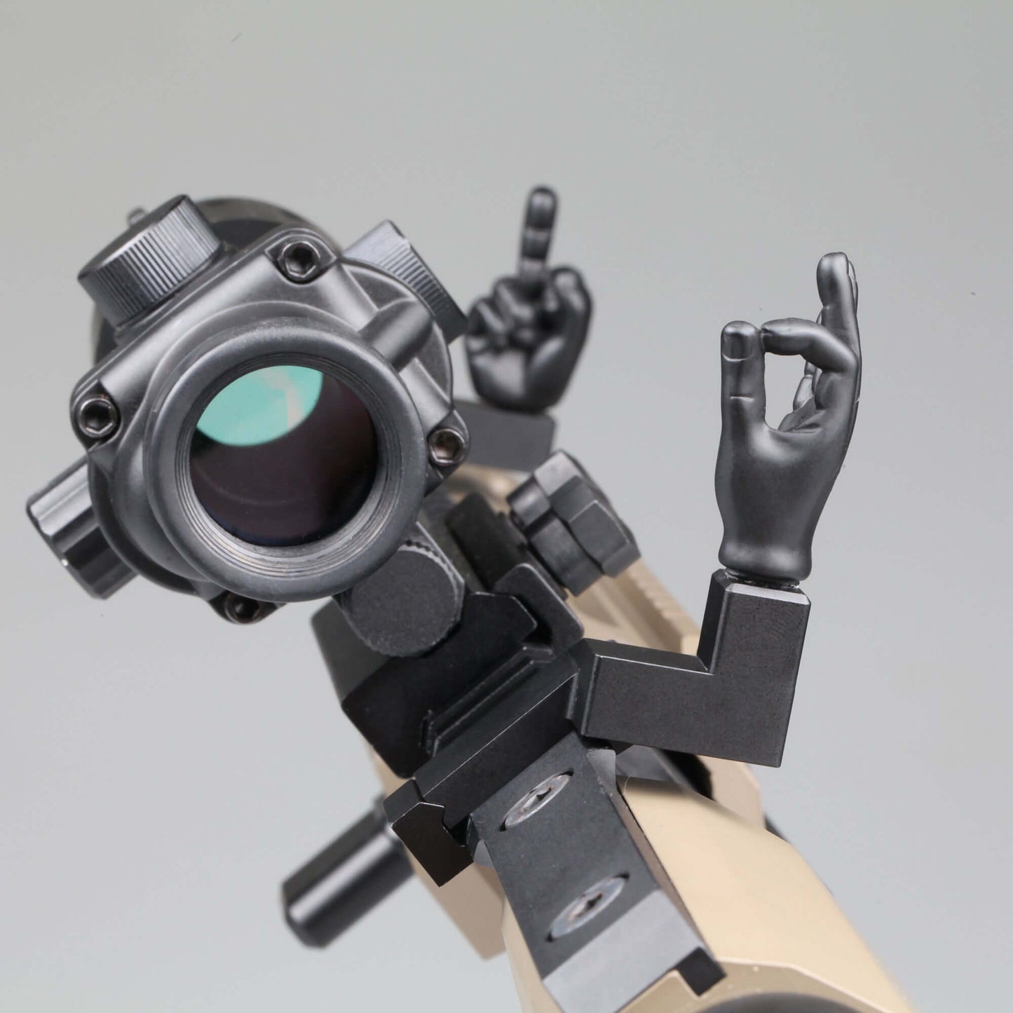 Black Color Novelty Finger Iron Sight Set - Offset 45 Degree (Middle Finger & OK Hand)
