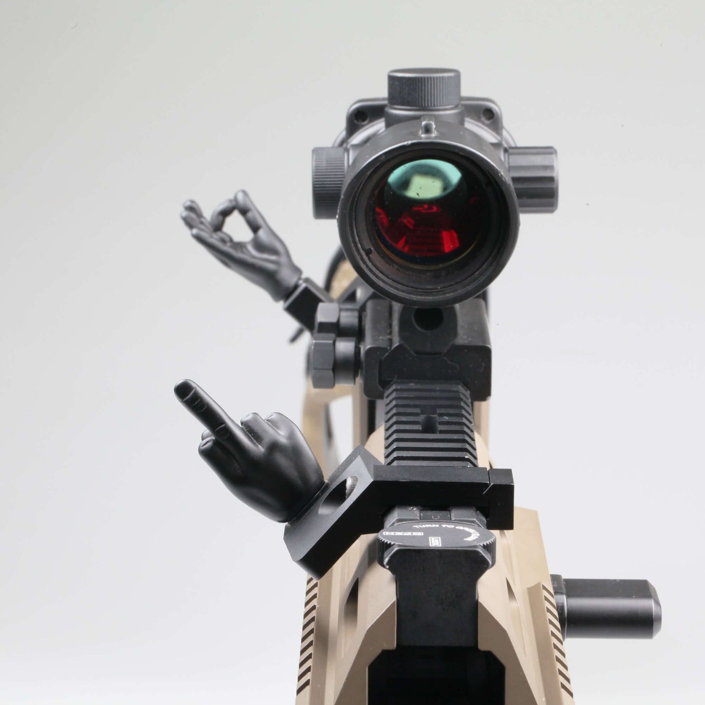 Black Color Novelty Finger Iron Sight Set - Offset 45 Degree (Middle Finger & OK Hand)