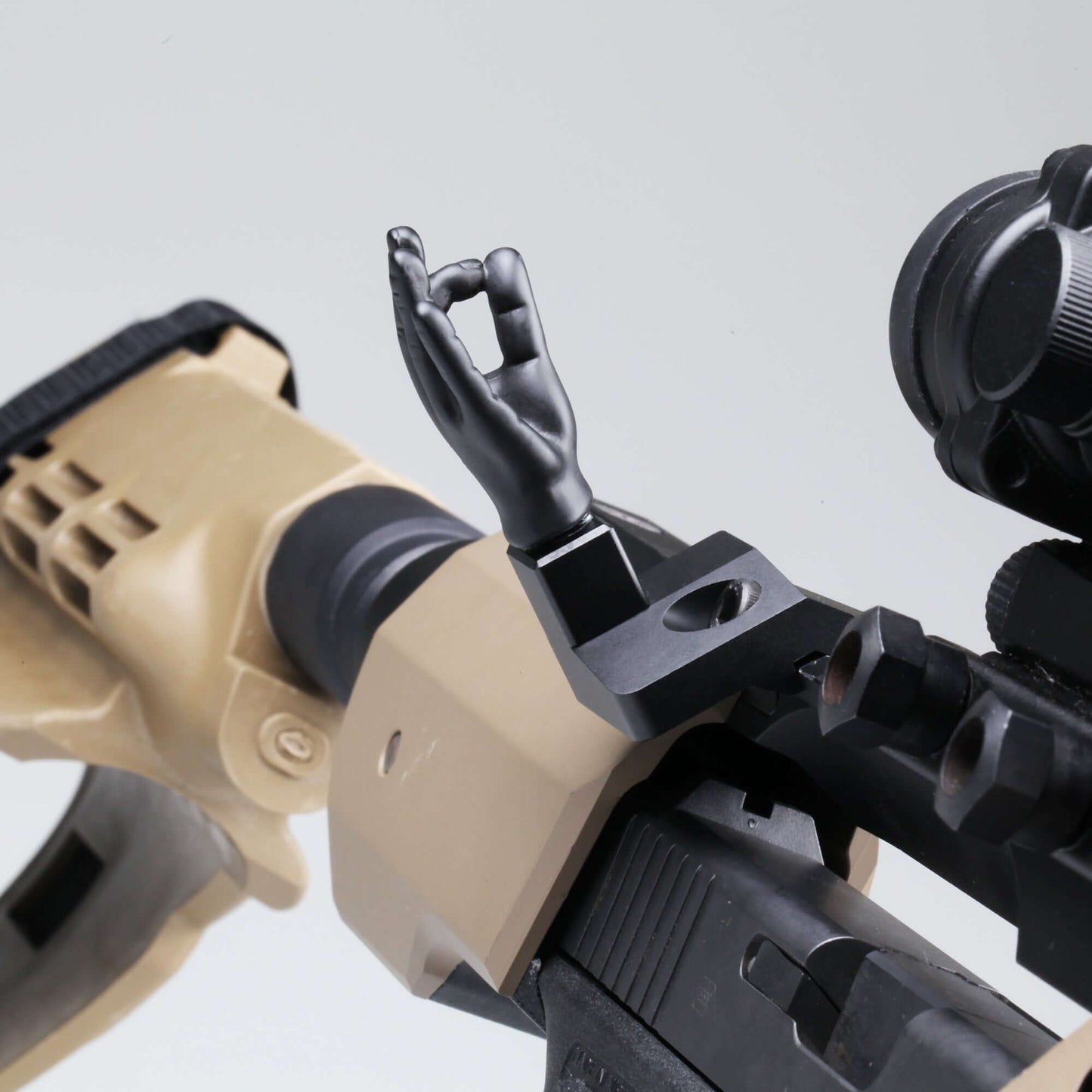 Black Color Novelty Finger Iron Sight Set - Offset 45 Degree (Middle Finger & OK Hand)