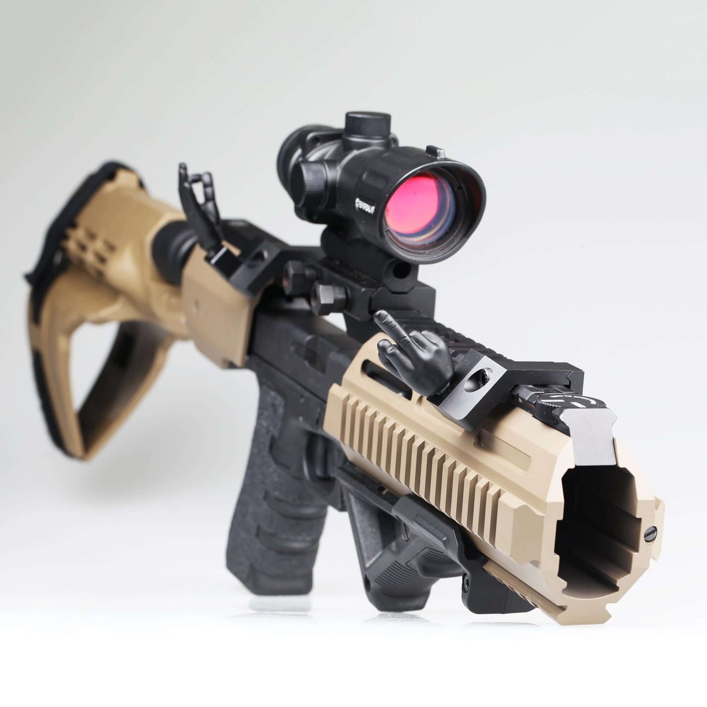Black Color Novelty Finger Iron Sight Set - Offset 45 Degree (Middle Finger & OK Hand)