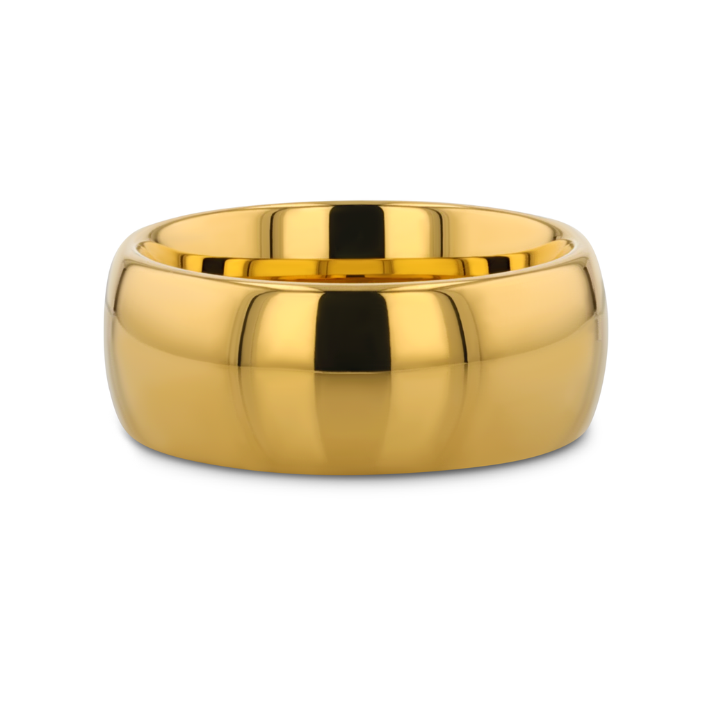 ORO Traditional Domed Gold-Plated Tungsten Carbide Wedding Ring, 4mm–10mm