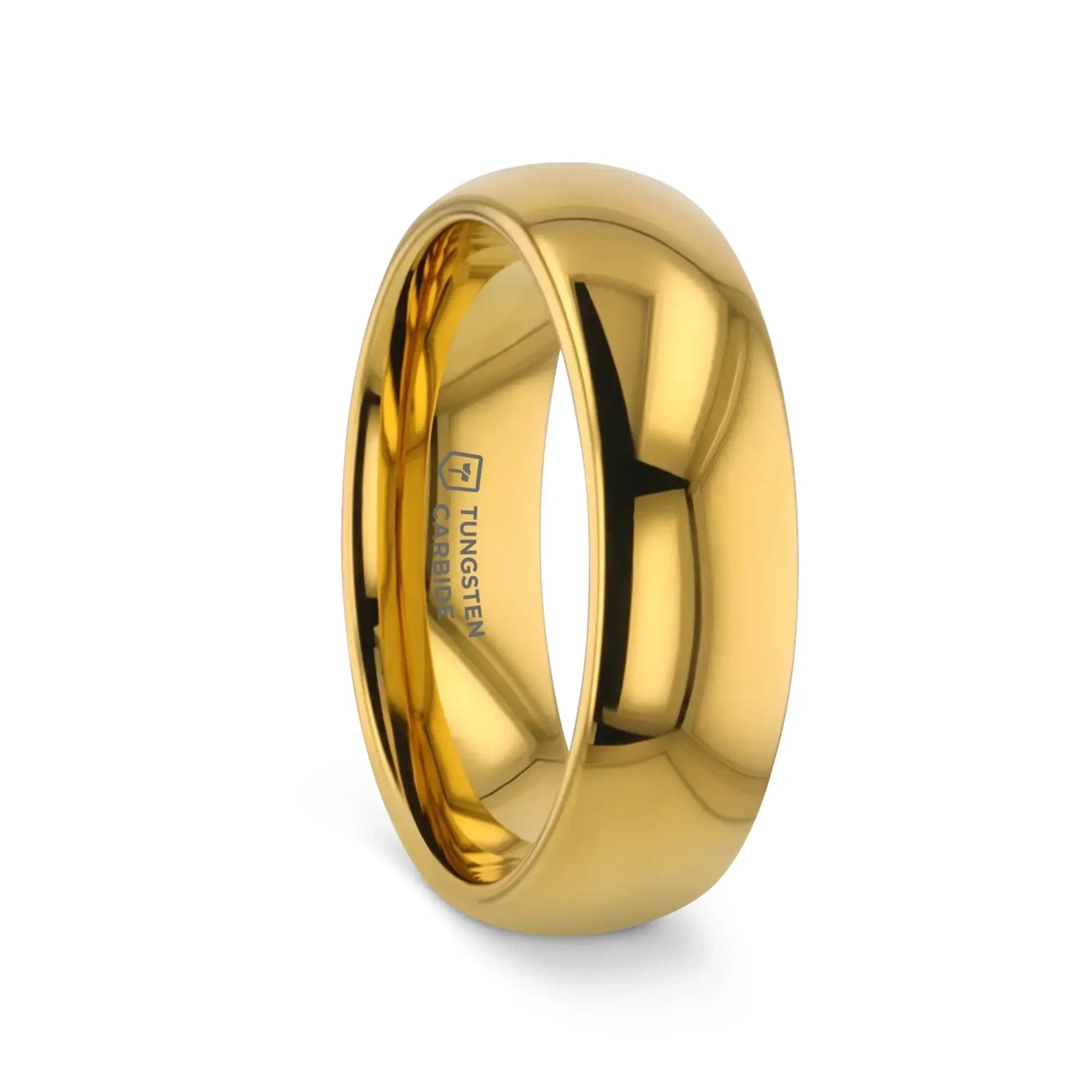 ORO Traditional Domed Gold-Plated Tungsten Carbide Wedding Ring, 4mm–10mm
