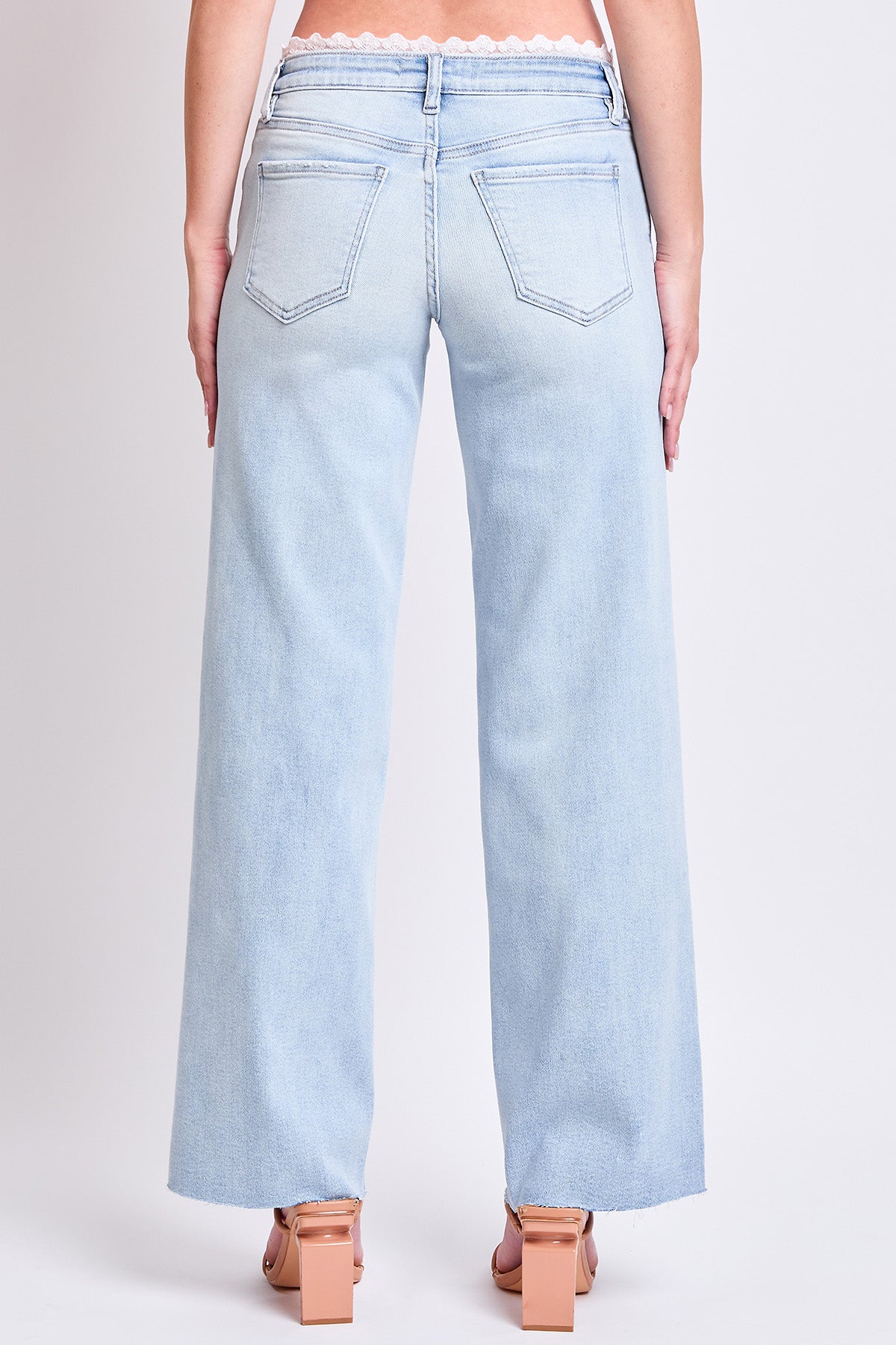 Women's Luxe Lace Trim Wide Leg Jeans