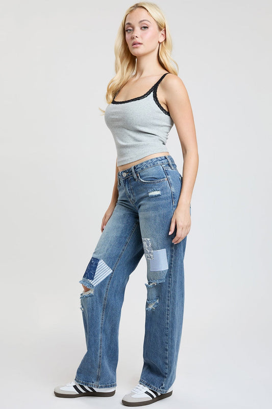 Women's Britney Patchwork Wide Leg Jeans