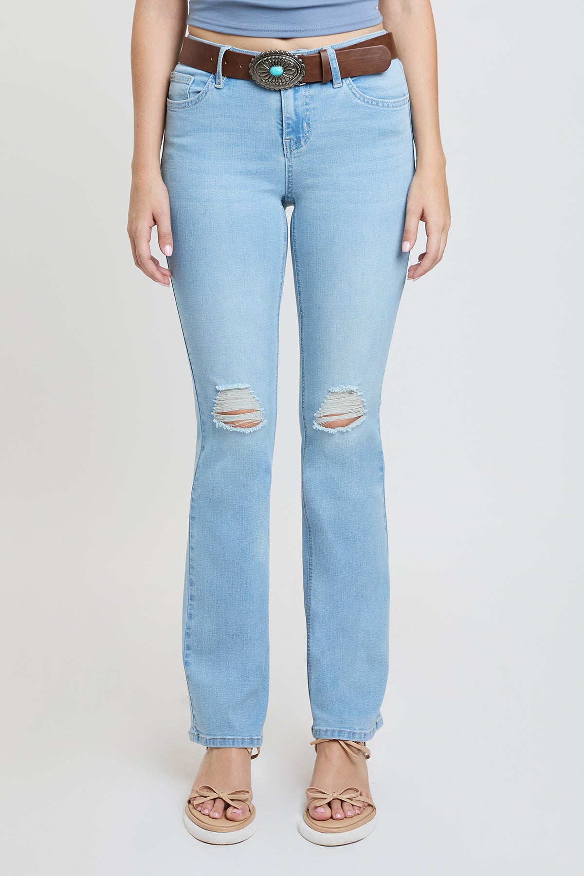 Women's Mid Rise Belted Bootcut Jeans