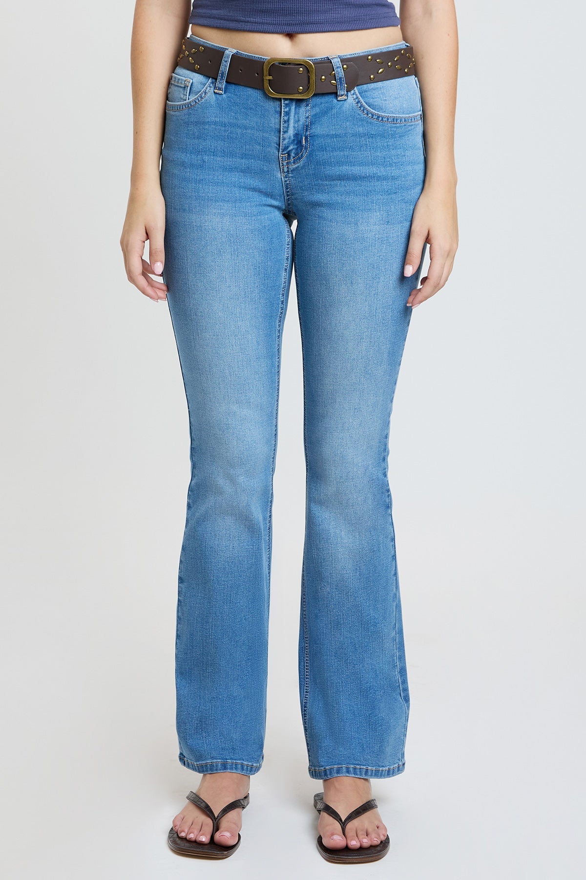 Women's Mid Rise Belted Bootcut Jeans