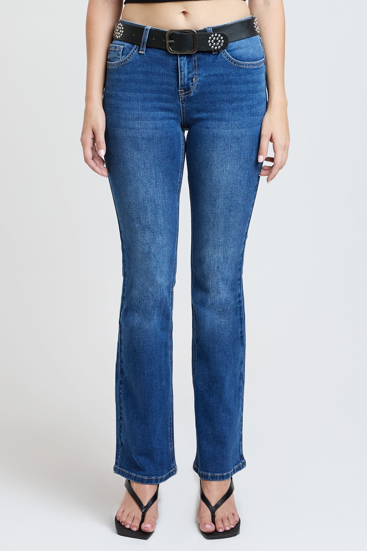 Women's Mid Rise Belted Bootcut Jeans