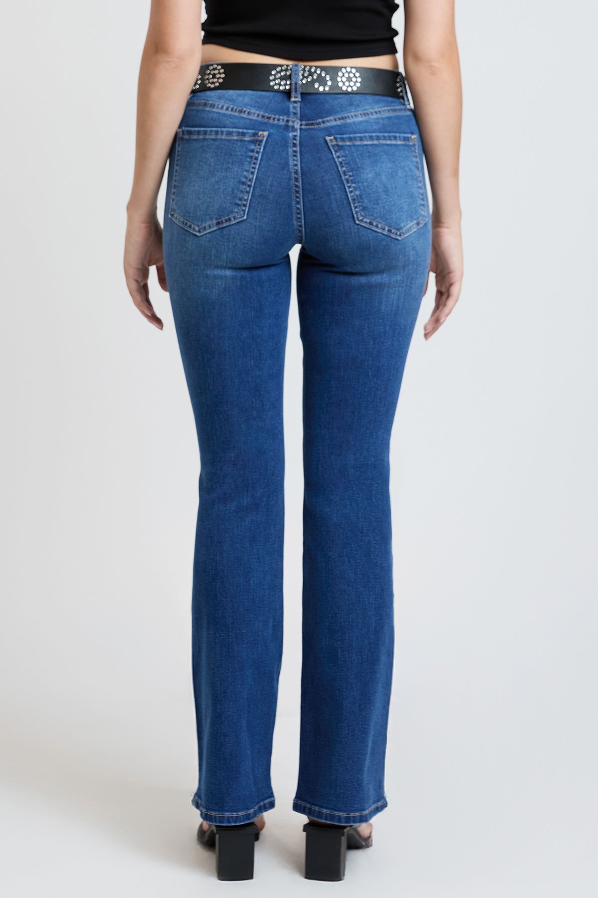 Women's Mid Rise Belted Bootcut Jeans