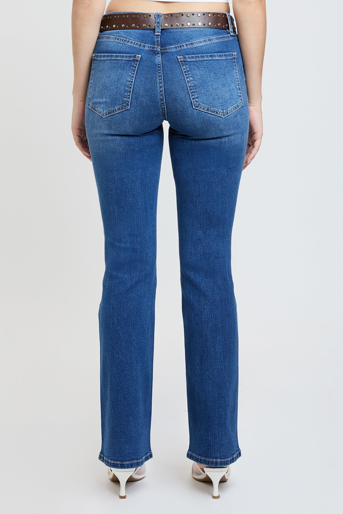 Women's Mid Rise Belted Bootcut Jeans