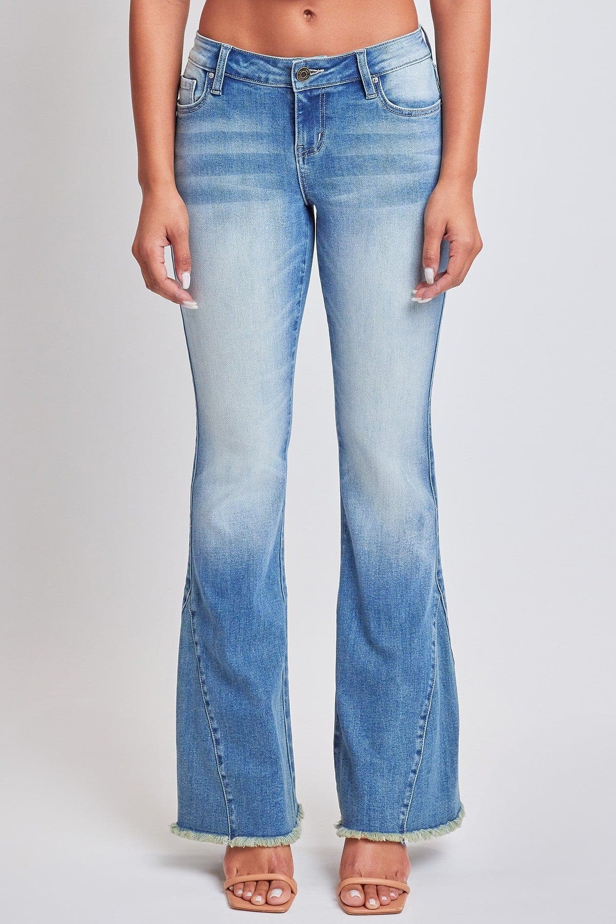 Women's Low Rise Fray Hem Flare Jeans