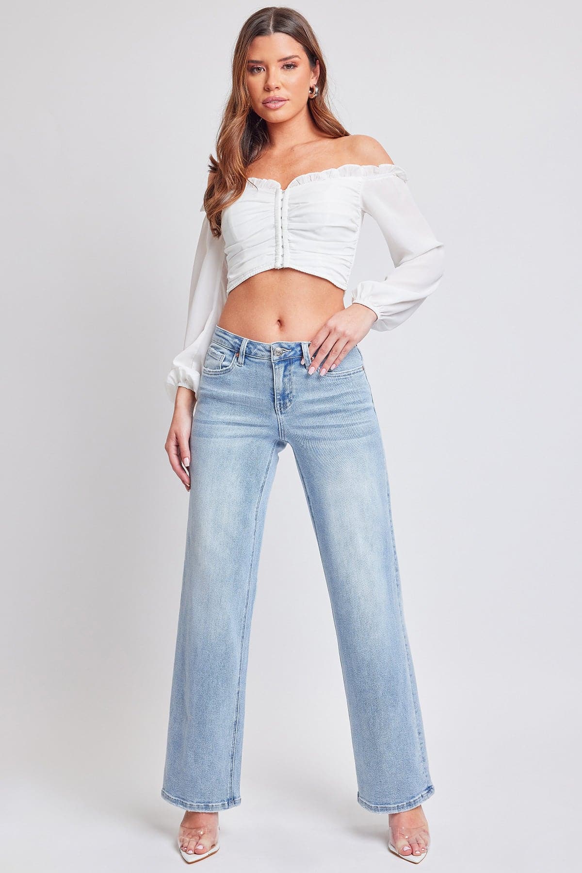 Women's Luxe Mid Rise Wide Leg Jeans