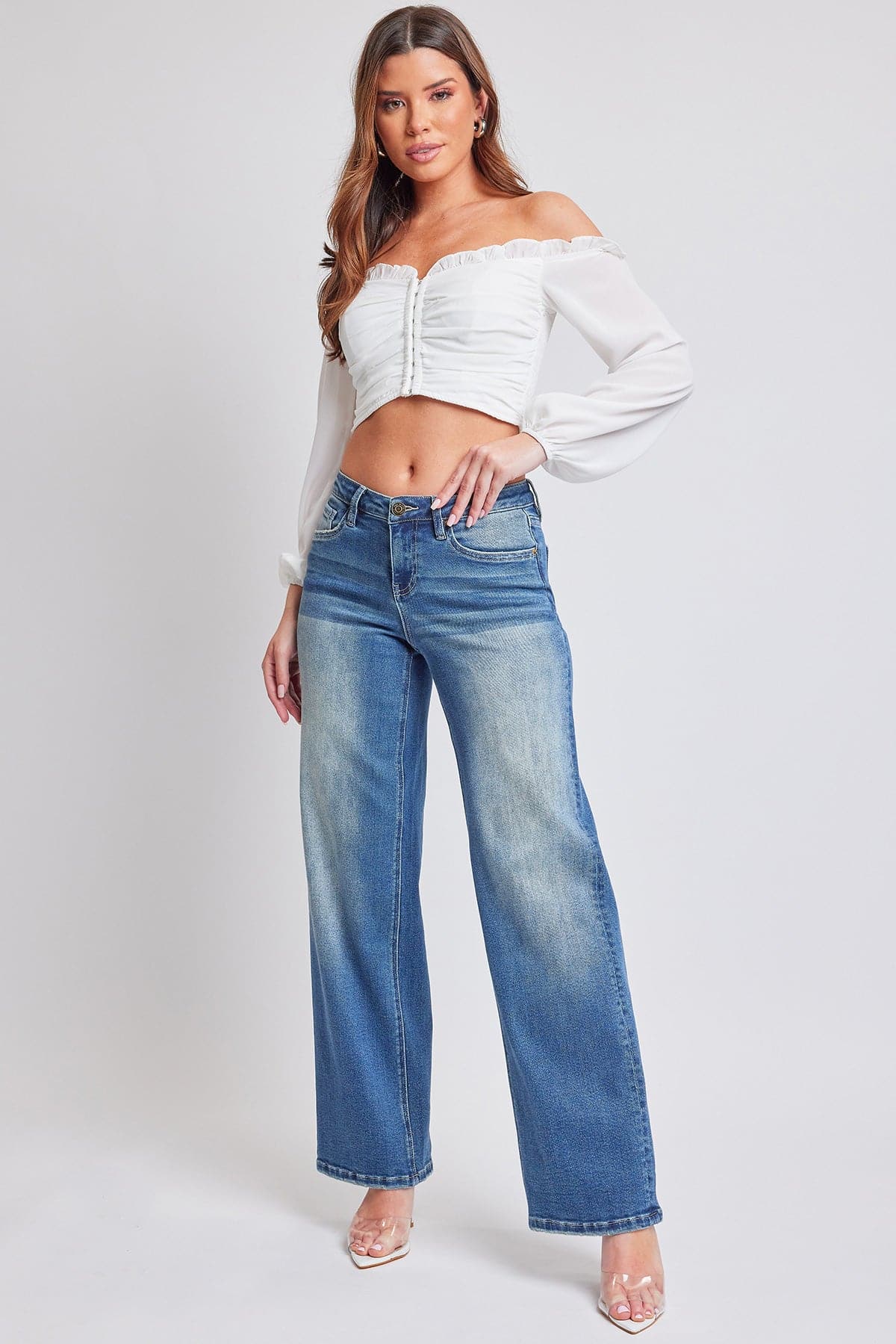 Women's Luxe Mid Rise Wide Leg Jeans