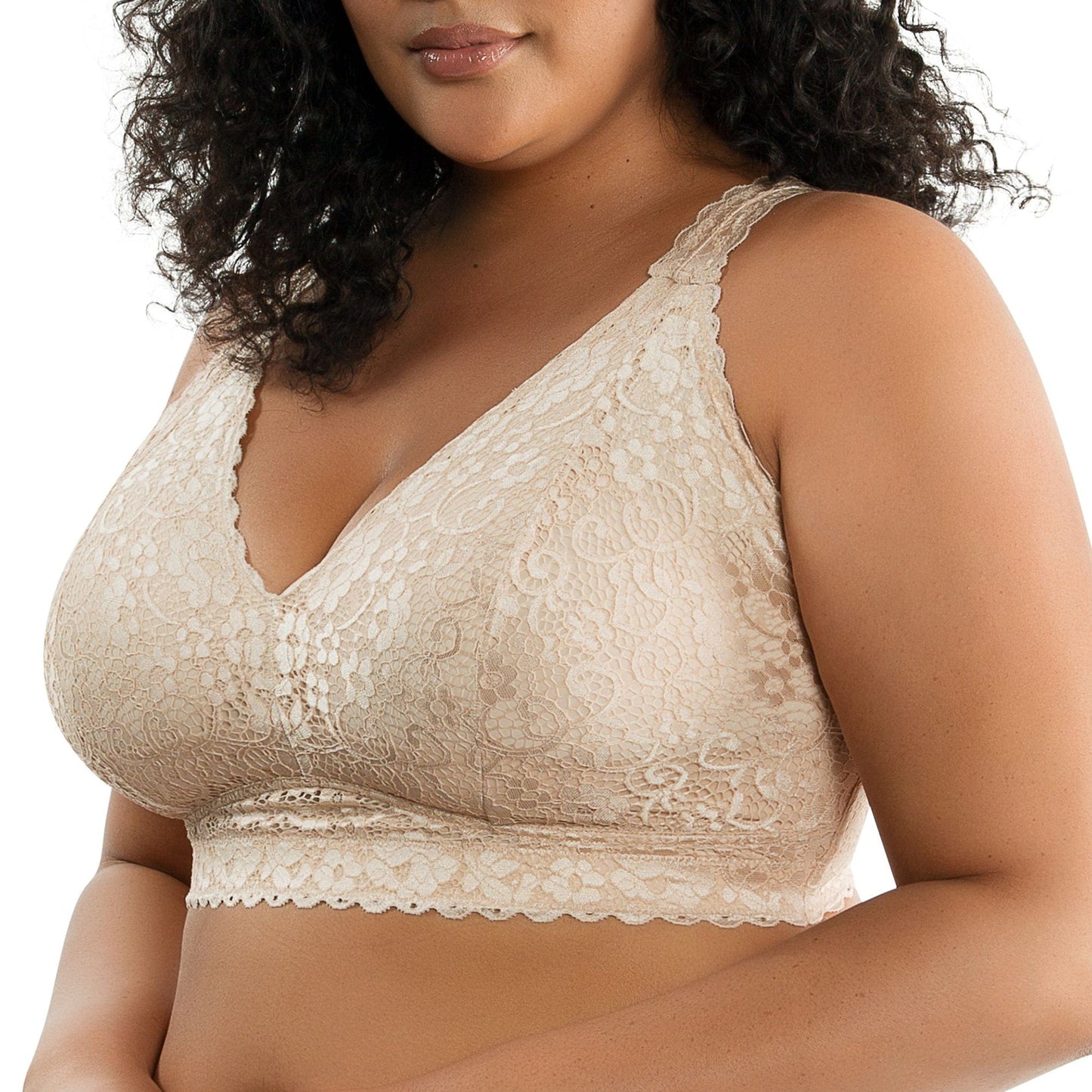 PARFAIT Adriana P5482 Women's Curvy and Full Bust Supportive Wire-free Lace Bra  - Bare
