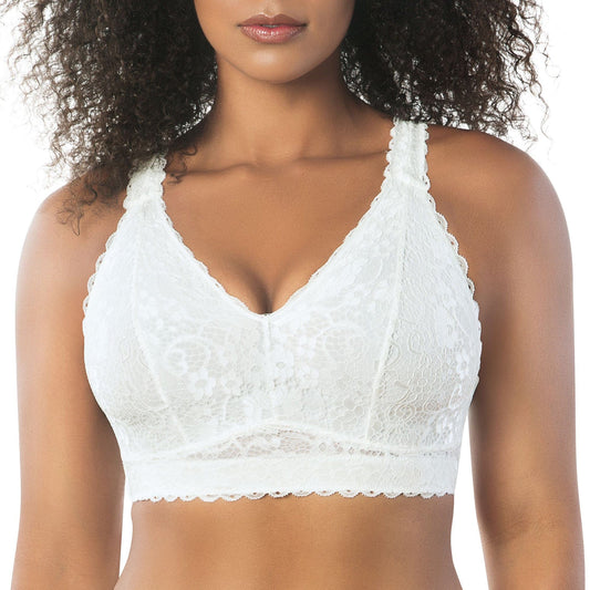 PARFAIT Adriana P5482 Women's Curvy and Full Bust Supportive Wire-free Lace Bra  - Pearl white