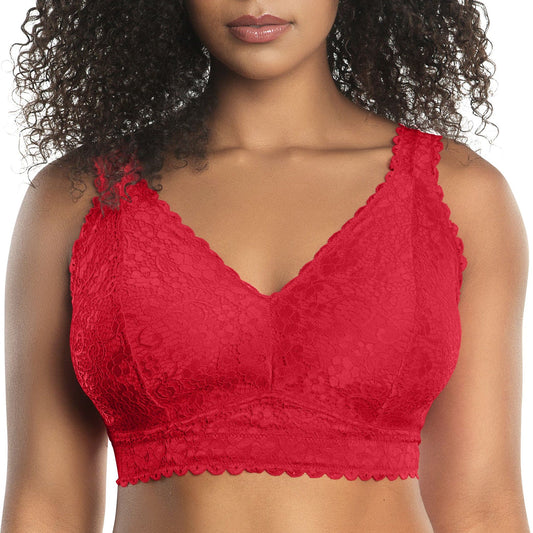 PARFAIT Adriana P5482 Women's Curvy and Full Bust Supportive Wire-free Lace Bra  - Racing red