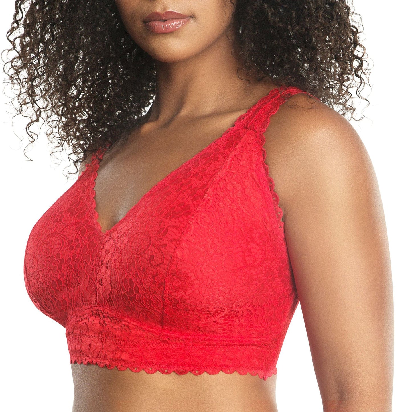 PARFAIT Adriana P5482 Women's Curvy and Full Bust Supportive Wire-free Lace Bra  - Racing red