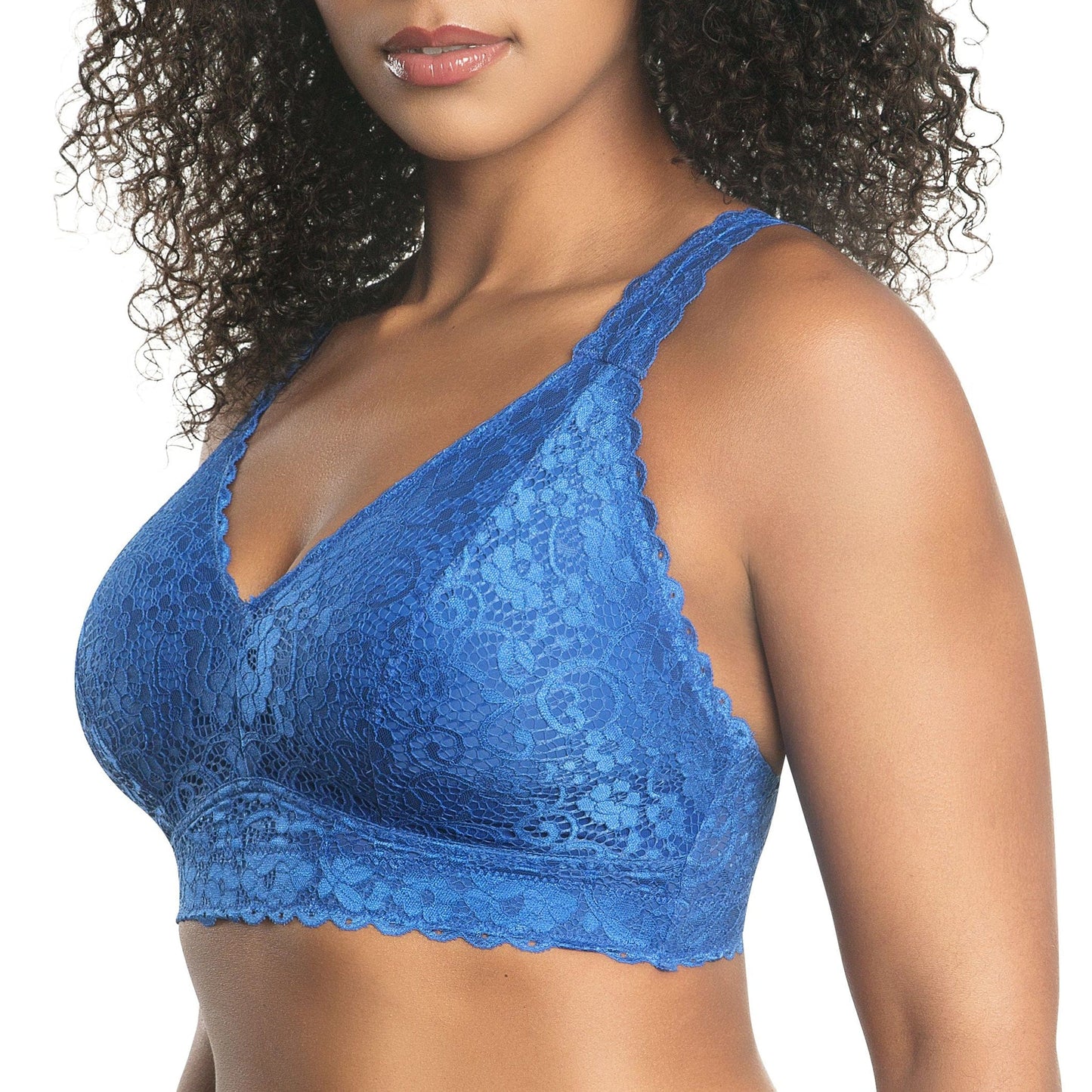 PARFAIT Adriana P5482 Women's Curvy and Full Bust Supportive Wire-free Lace Bra  - Sapphire