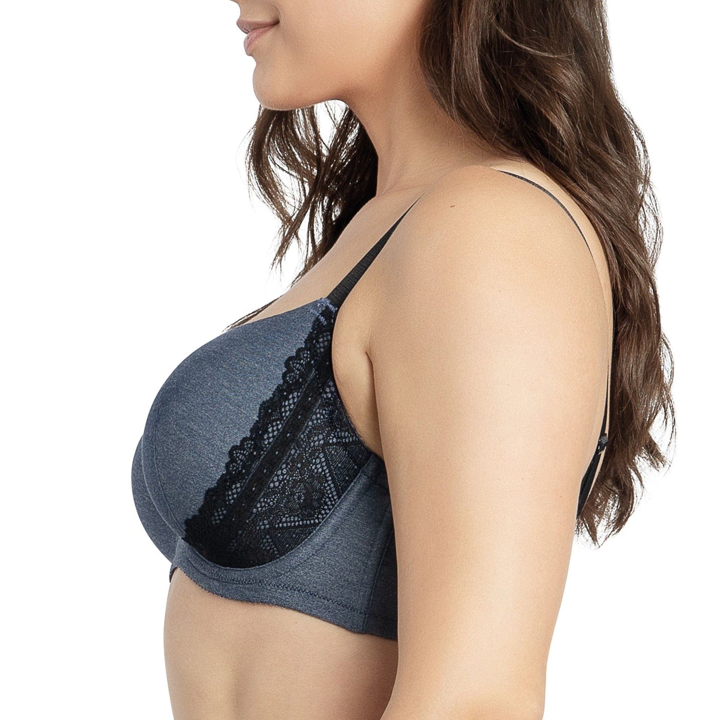 PARFAIT Casey 2801 Women's Wired Padded Plunge Seamless T-shirt Bra - Dark Blue Denim