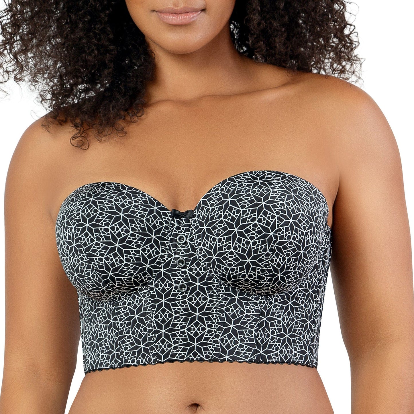 PARFAIT Marissa P50117 Women's Full Bust and Full Figure Strapless Longline Bra - Black Mosaic