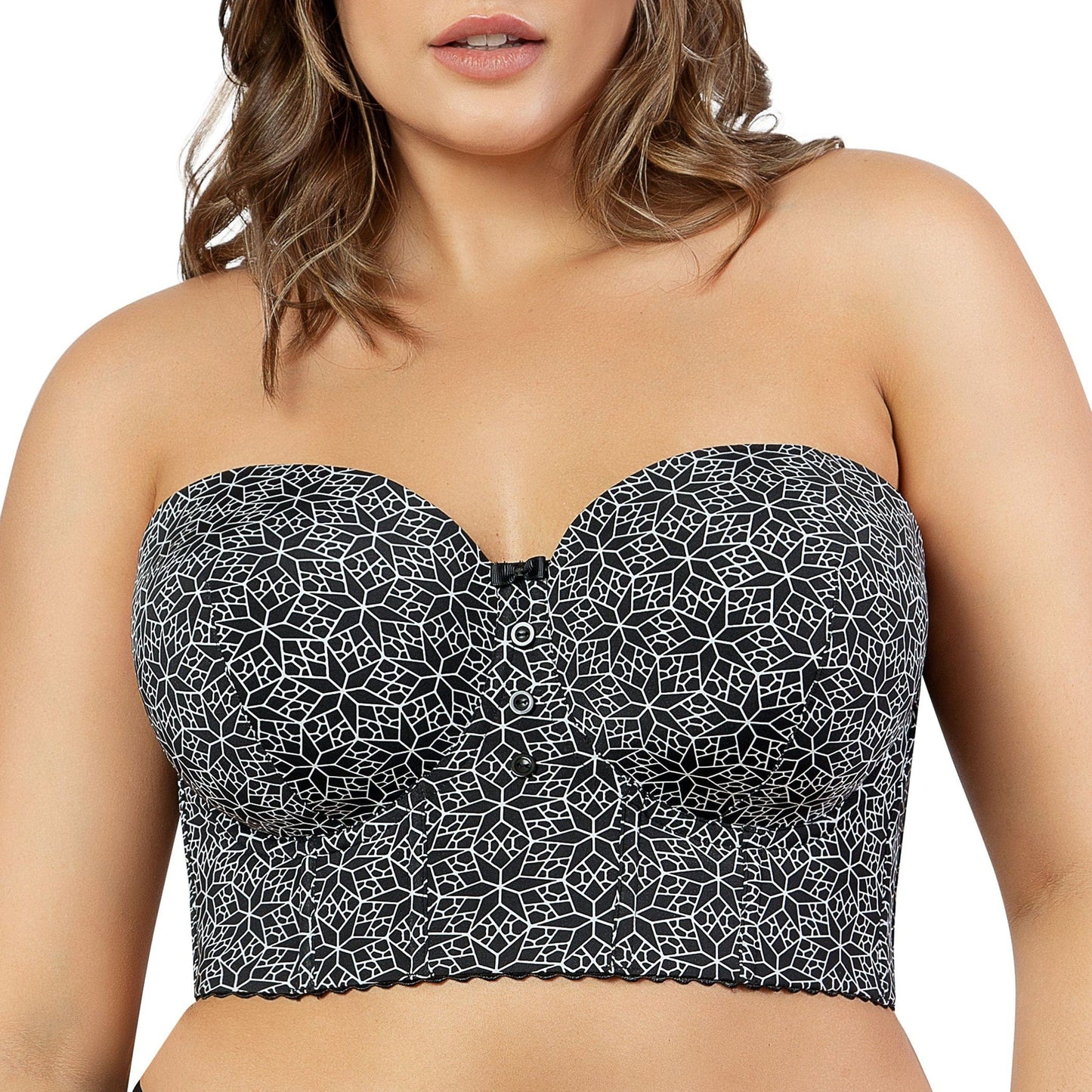 PARFAIT Marissa P50117 Women's Full Bust and Full Figure Strapless Longline Bra - Black Mosaic