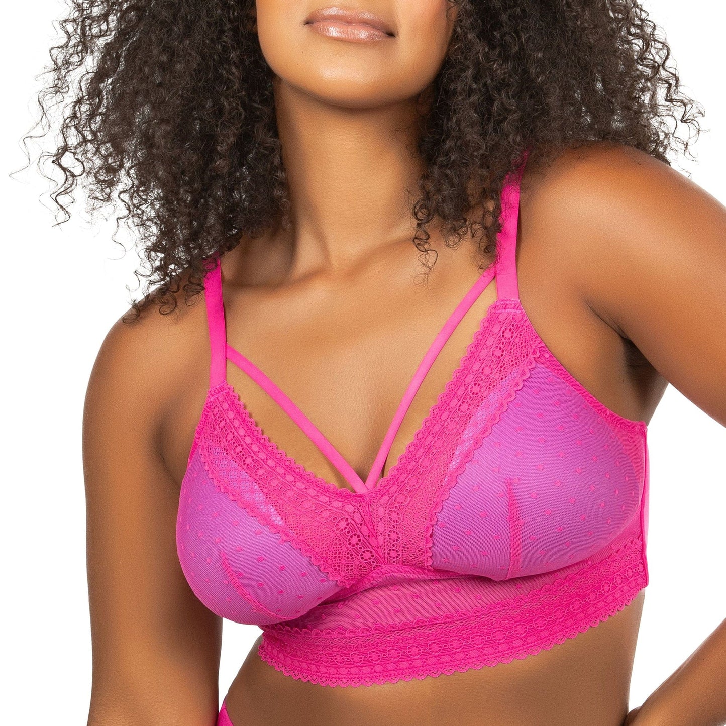 PARFAIT Mia Dot P6011 Women's Full Busted Lightly Padded Wire Free Bra - Bright pink