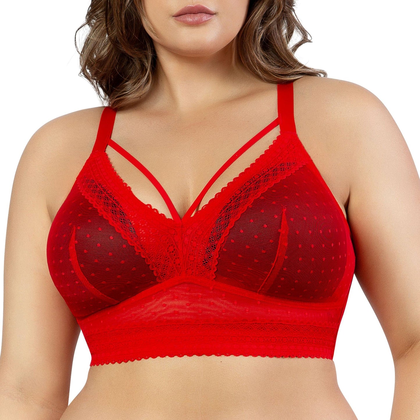 PARFAIT Mia Dot P6011 Women's Full Busted Lightly Padded Wire Free Bra - Racing Red