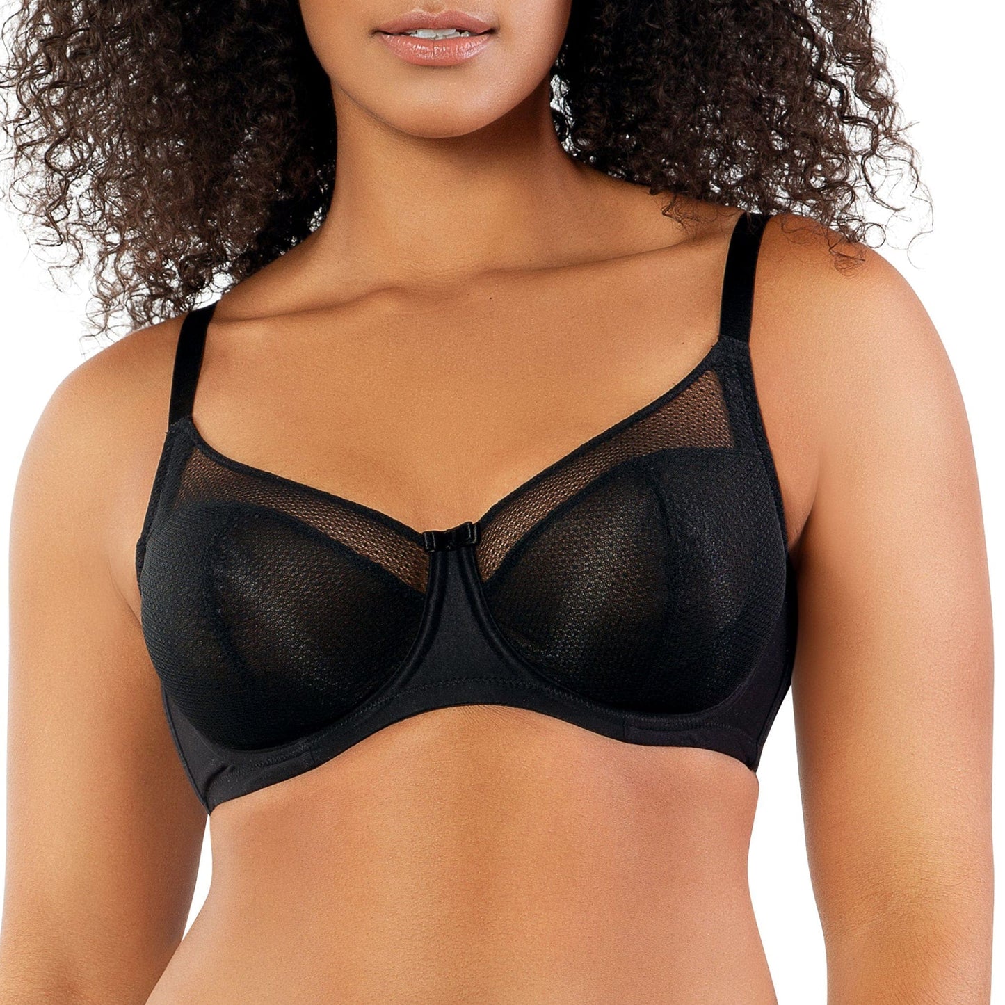 PARFAIT Paige A1672 Women's Lace Mesh Full Busted Wired Unlined Bra - Black
