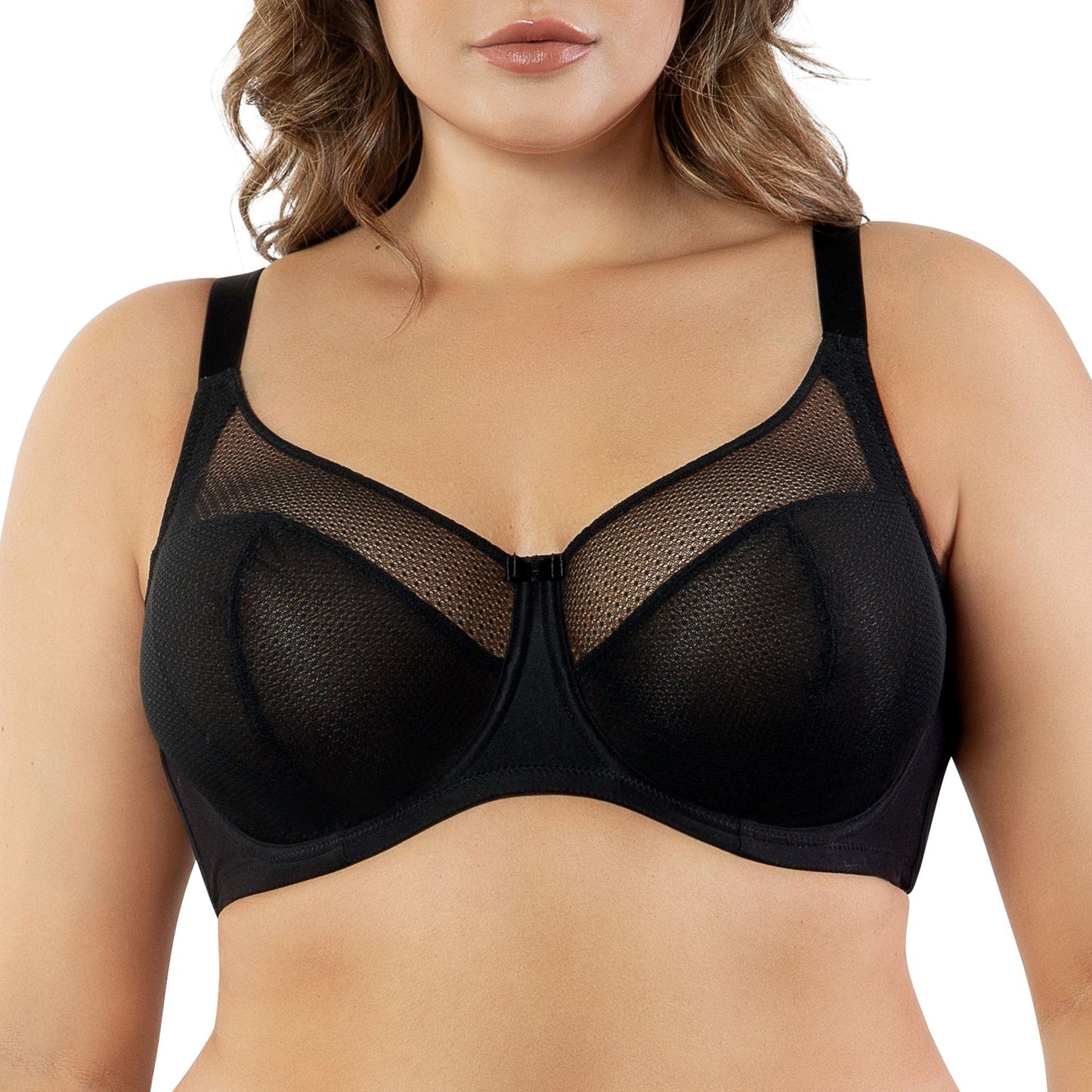PARFAIT Paige A1672 Women's Lace Mesh Full Busted Wired Unlined Bra - Black