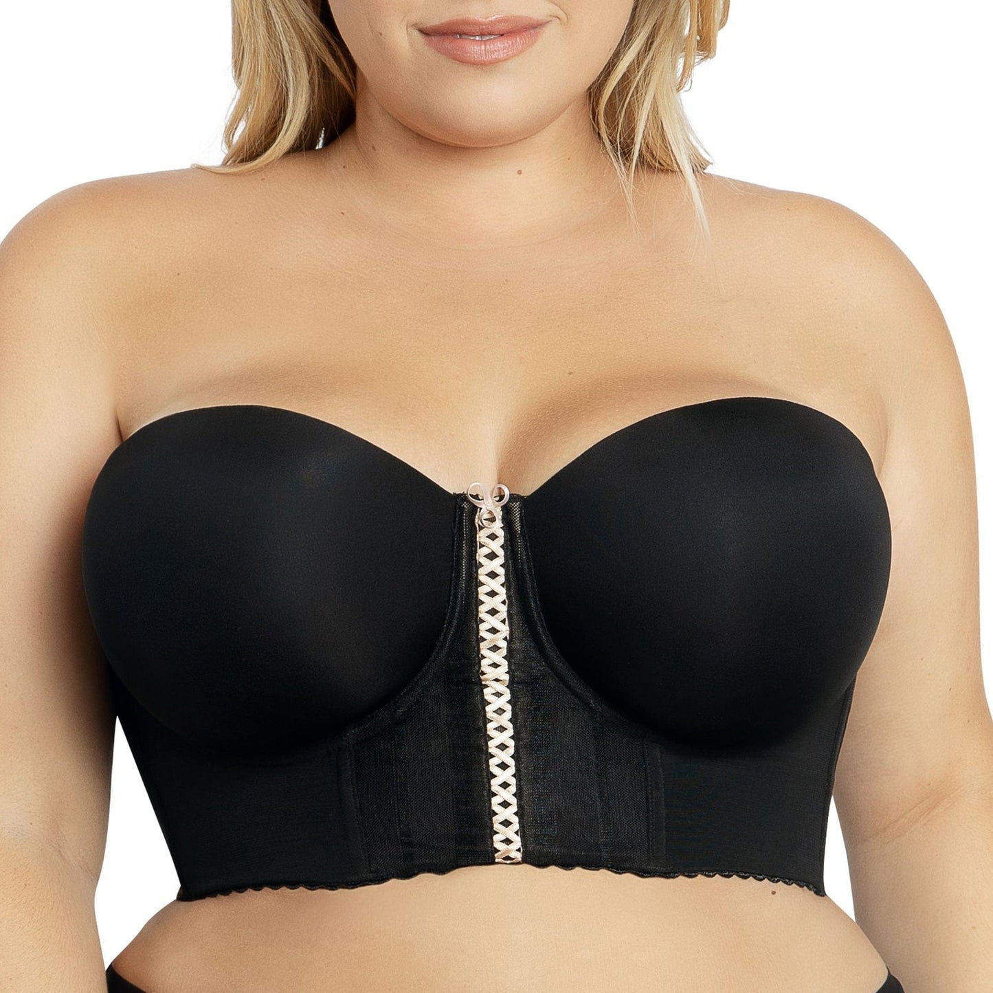 PARFAIT Shea P60671 Women's Full Bust and Full Figure Strapless Longline Bra - Black