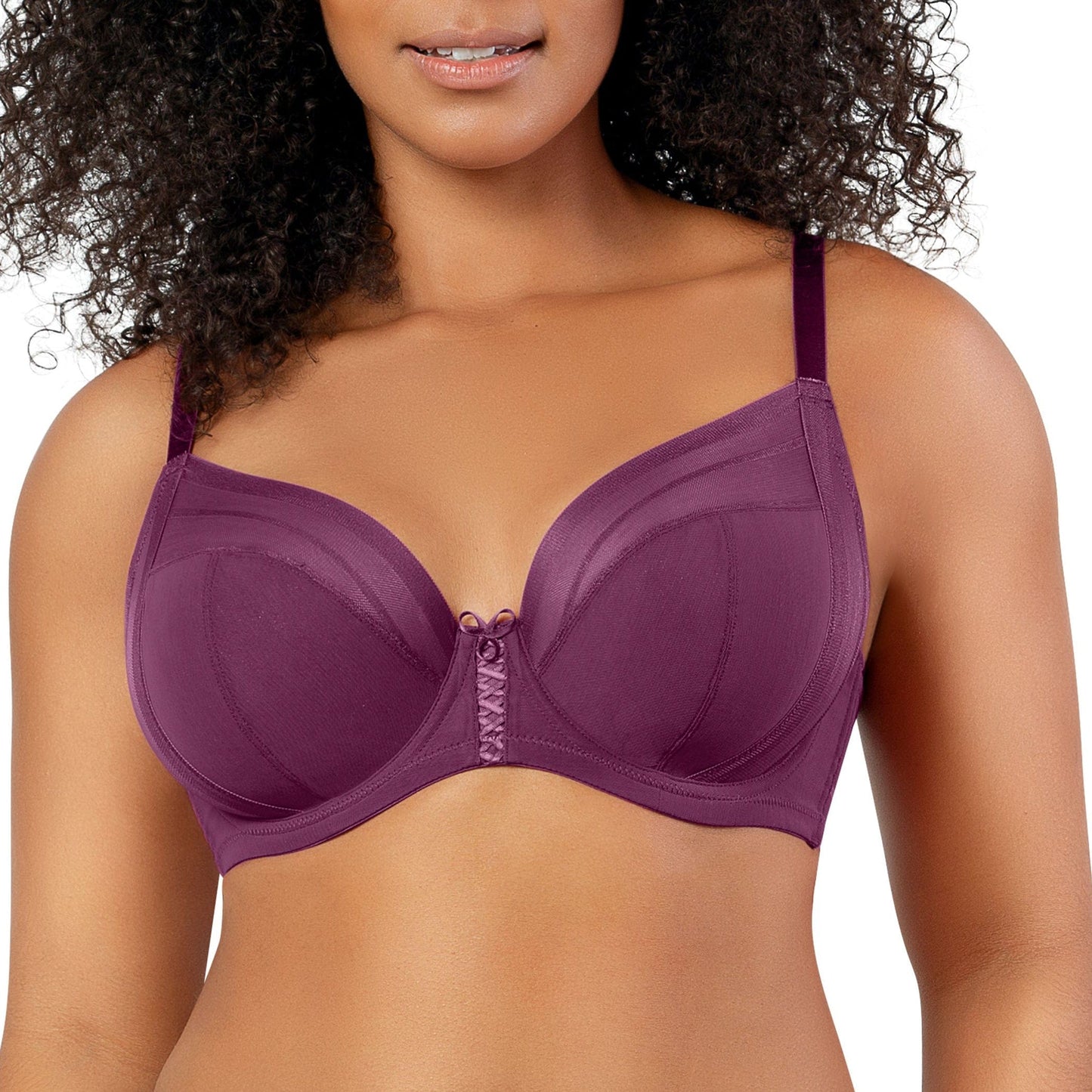 PARFAIT Shea P6062 Women's Full Bust Mesh Plunge Unlined Wired Bra - Blackberry