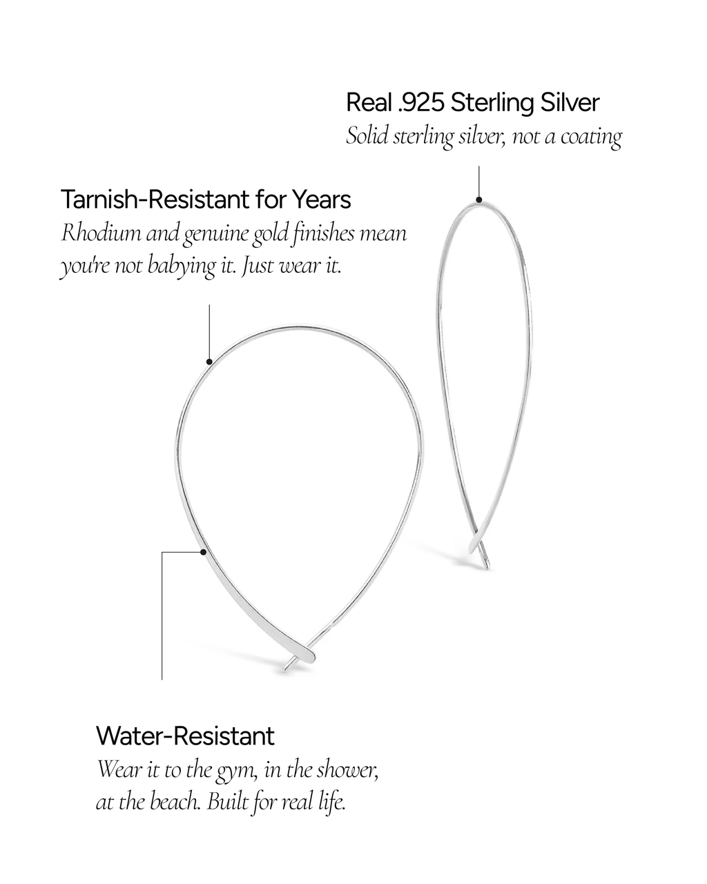 Sterling Silver Delicate Threader Hoop Earrings