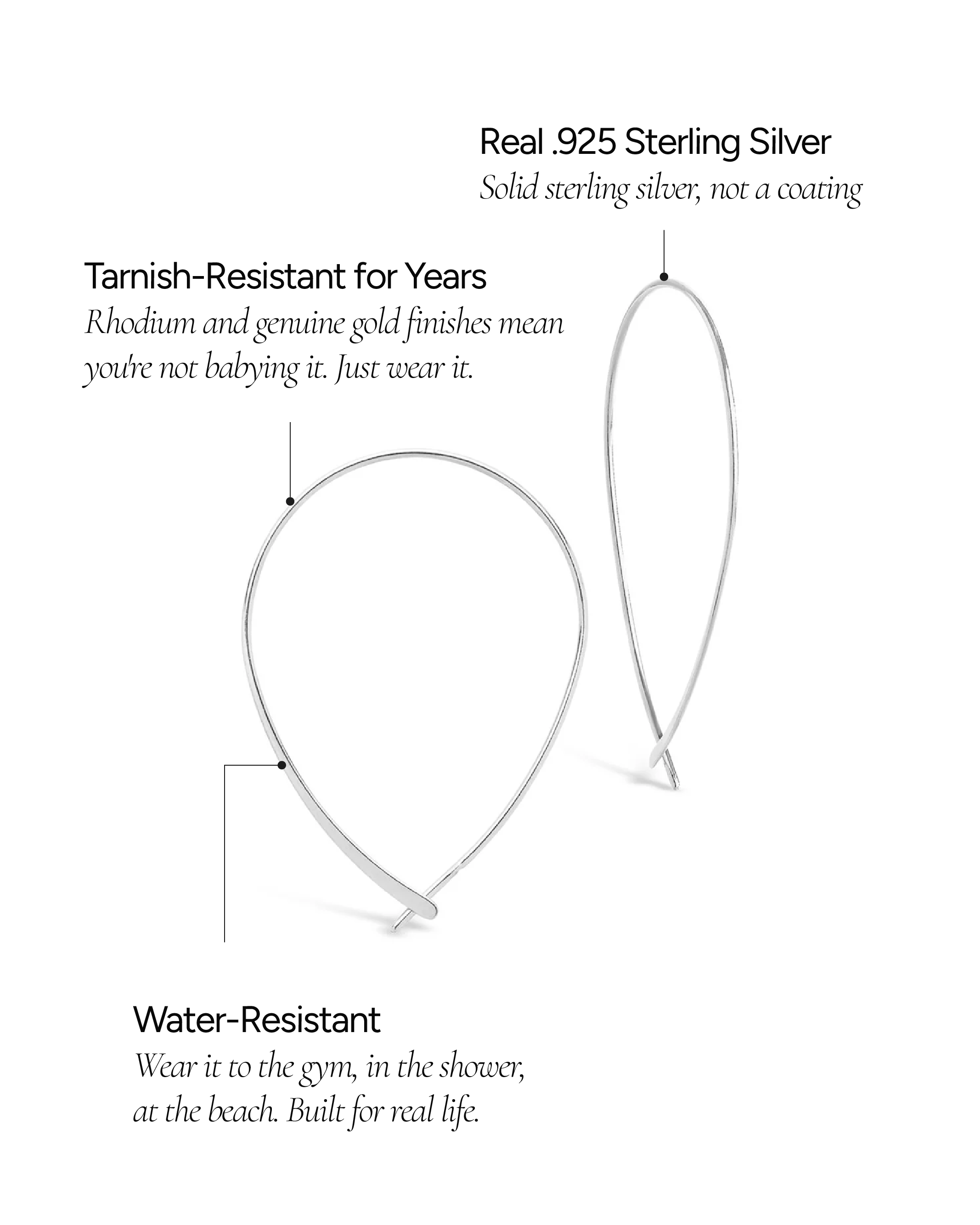 Sterling Silver Delicate Threader Hoop Earrings