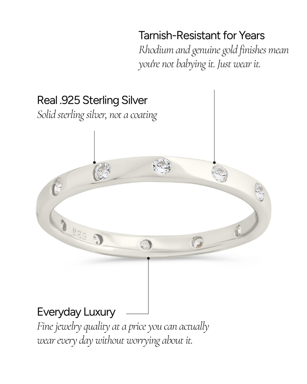 Sterling Silver Mindy CZ Studded Ring