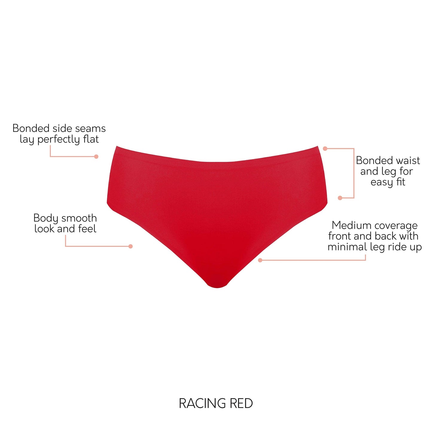 PARFAIT Bonded Hipster PP505 with No Visible Panty Lines  - Racing Red