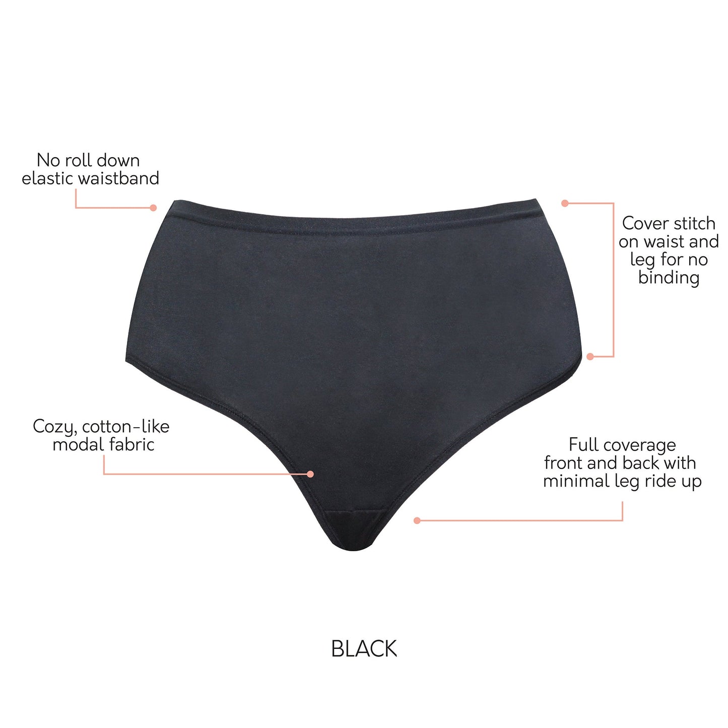 PARFAIT Cozy Brief PP5032 Cotton Like Fabric Full Coverage  - Black