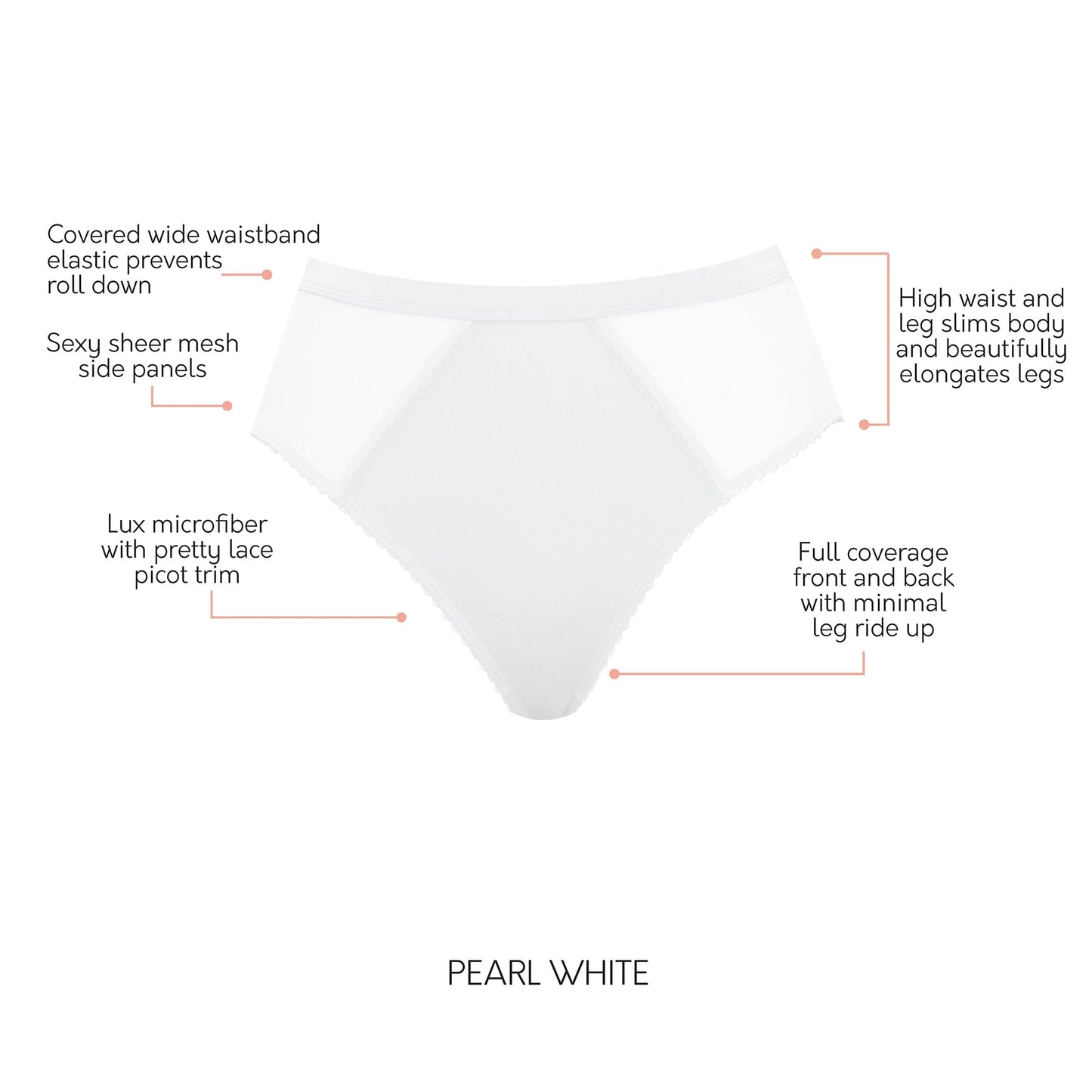 PARFAIT Micro Dressy PP306 French Cut High Waisted Sexy Sheer Panties - Pearl White
