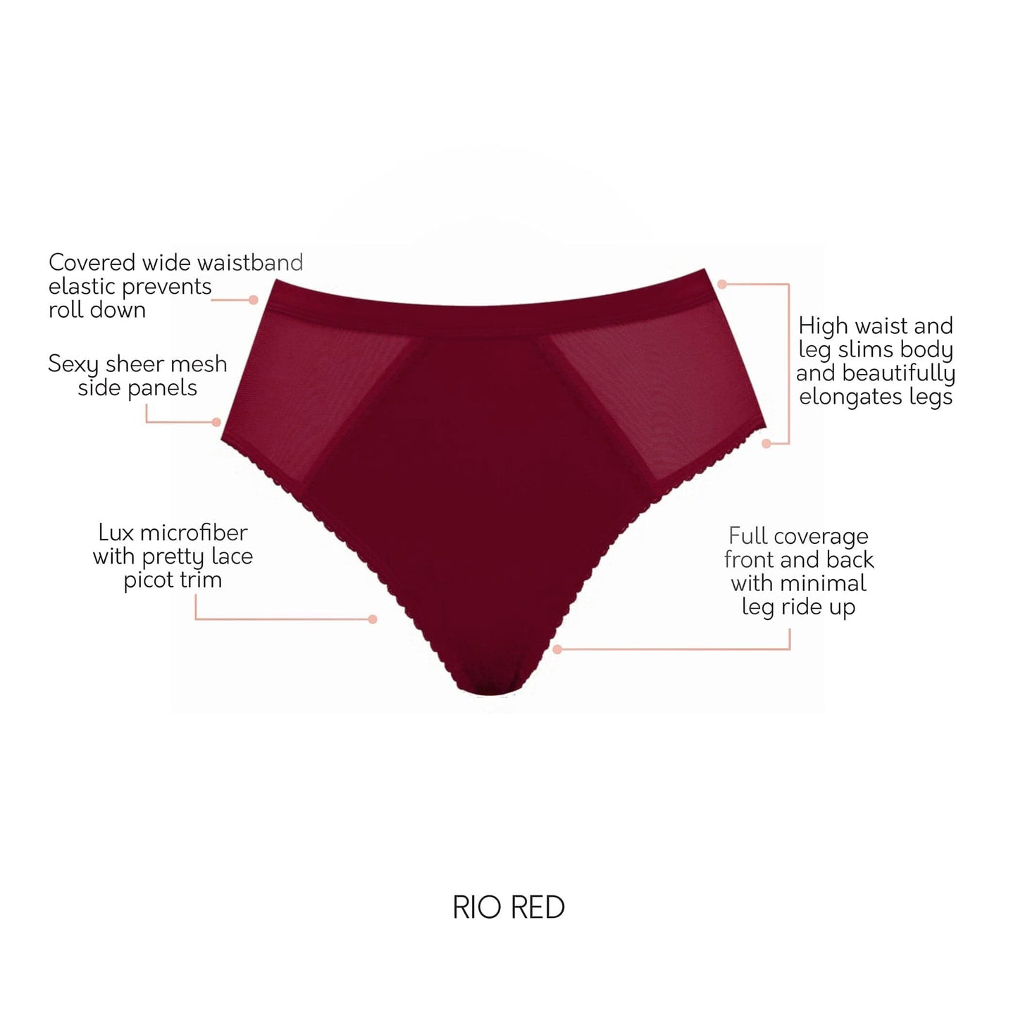 PARFAIT Micro Dressy PP306 French Cut High Waisted Sexy Sheer Panties - Rio Red