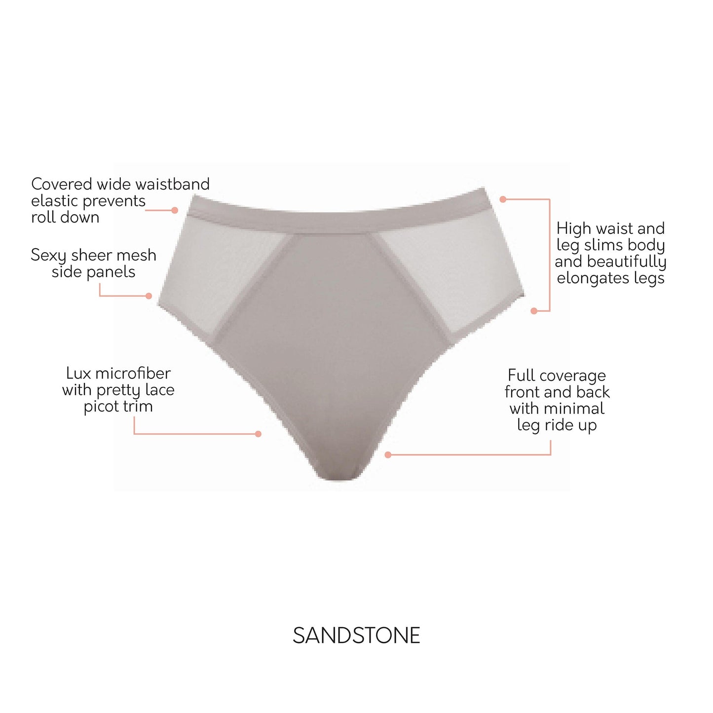 PARFAIT Micro Dressy PP306 French Cut High Waisted Sexy Sheer Panties  - Sandstone