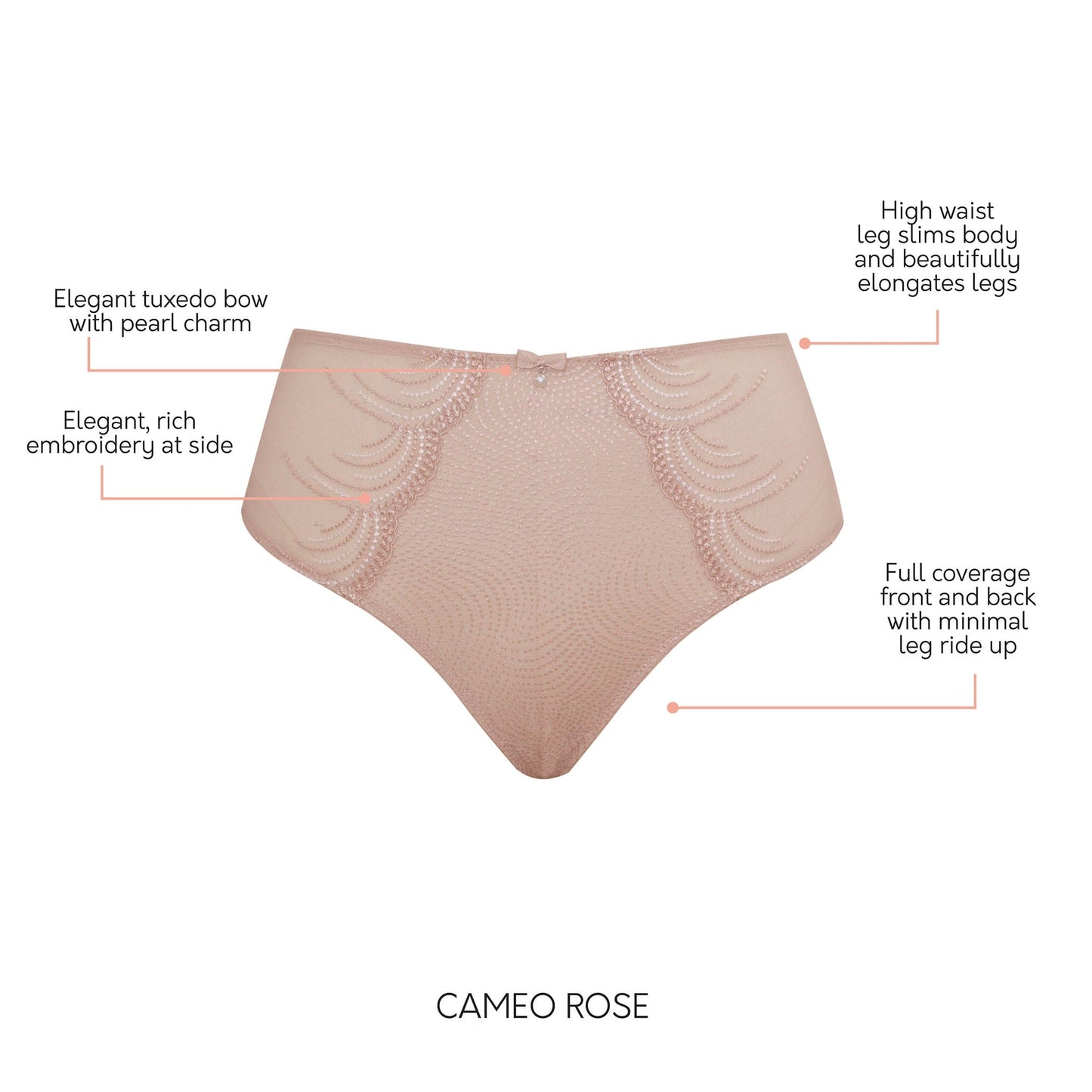 PARFAIT Pearl P6093 Full Coverage High Waisted French Cut - Cameo Rose