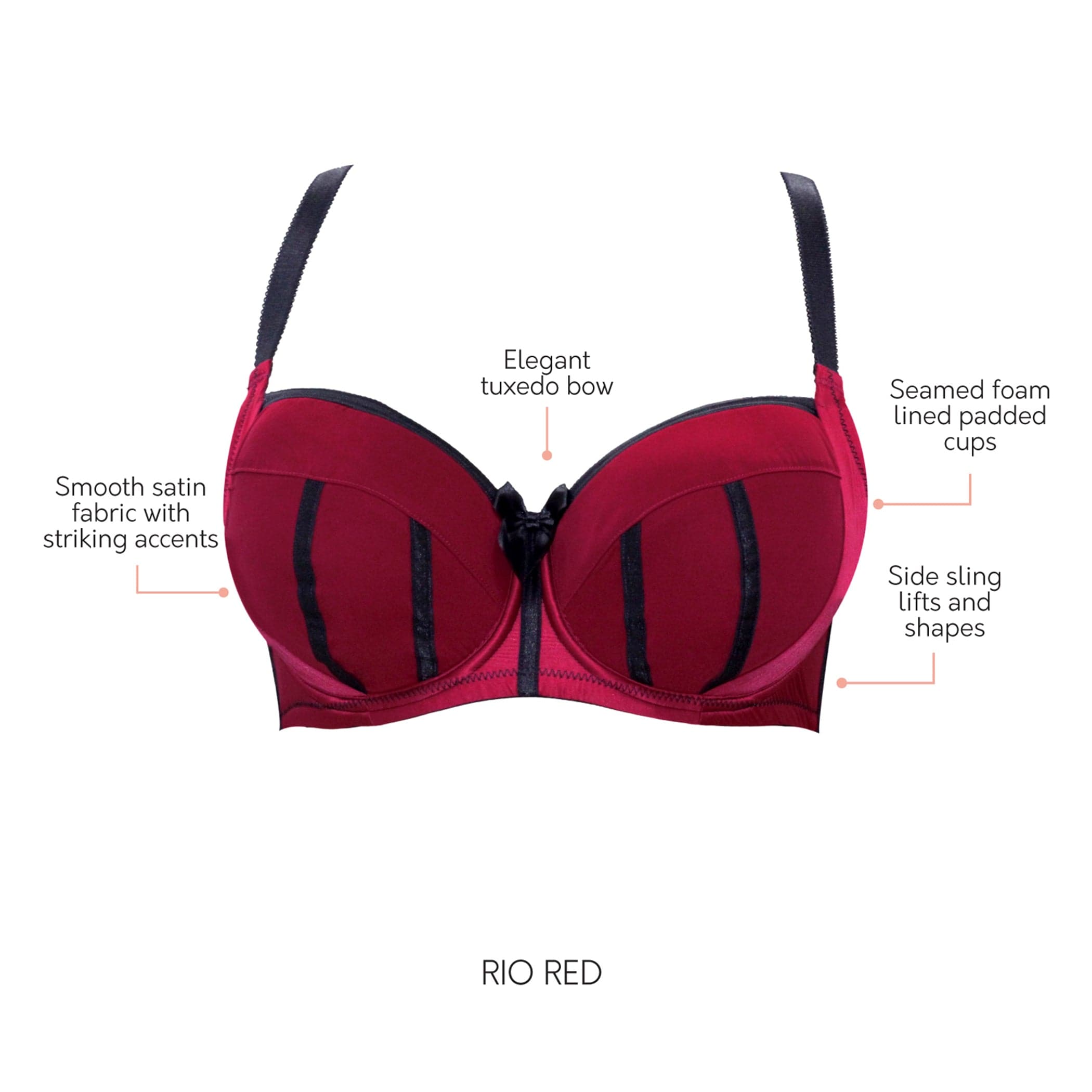 Charlotte Underwire Full Bust Padded Bra - Rio Red