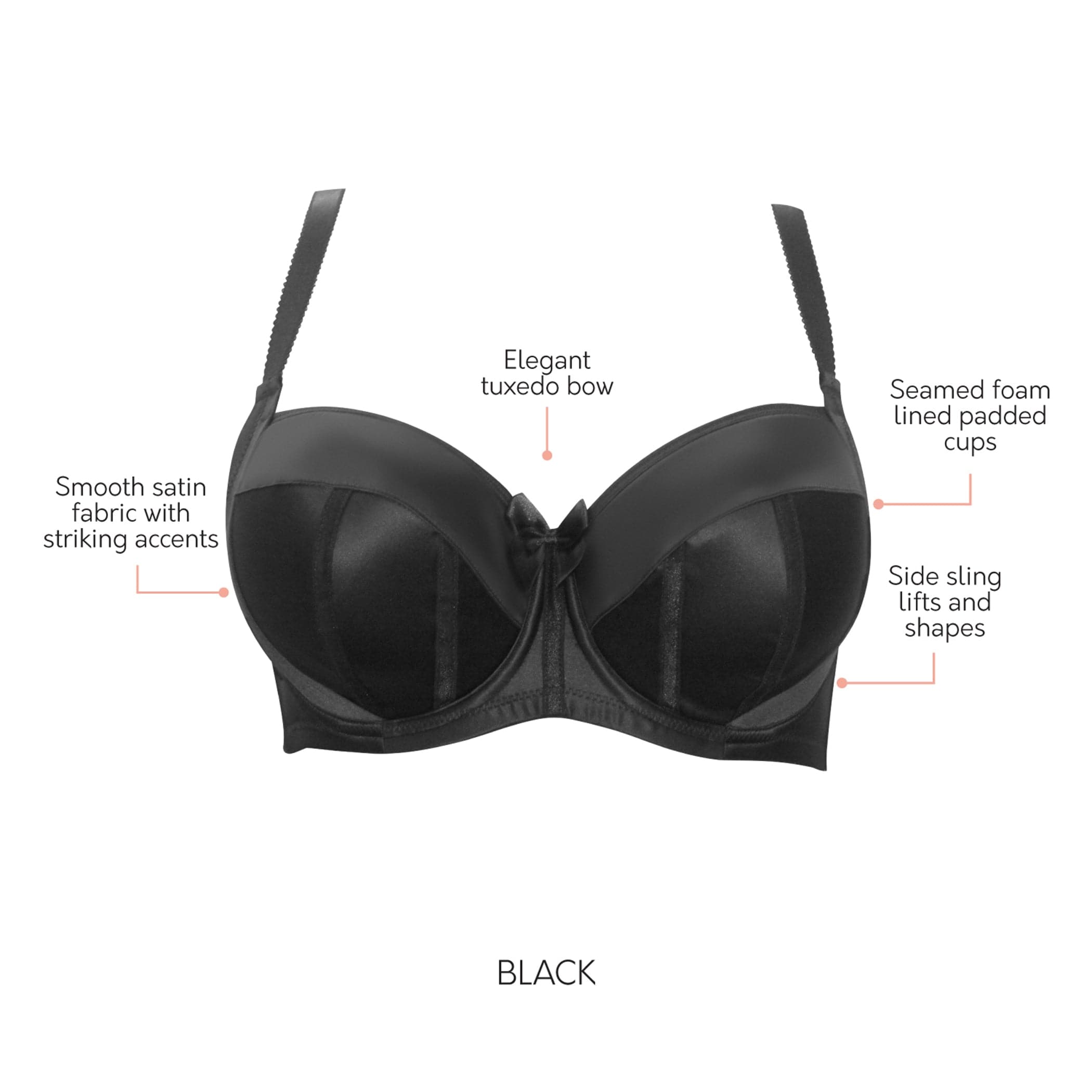 Charlotte Underwire Full Bust Padded Bra - Black