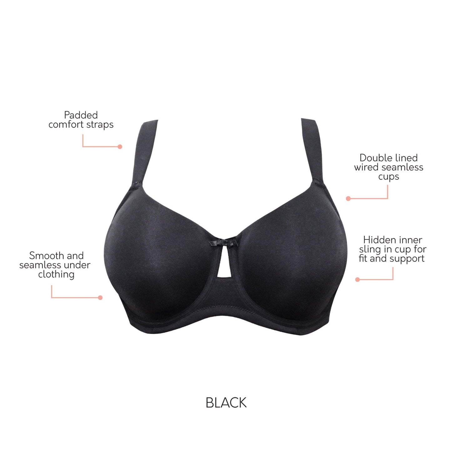 PARFAIT Erika P58622 Women's Unlined Seamless Smooth Nude Wire Bra - Black