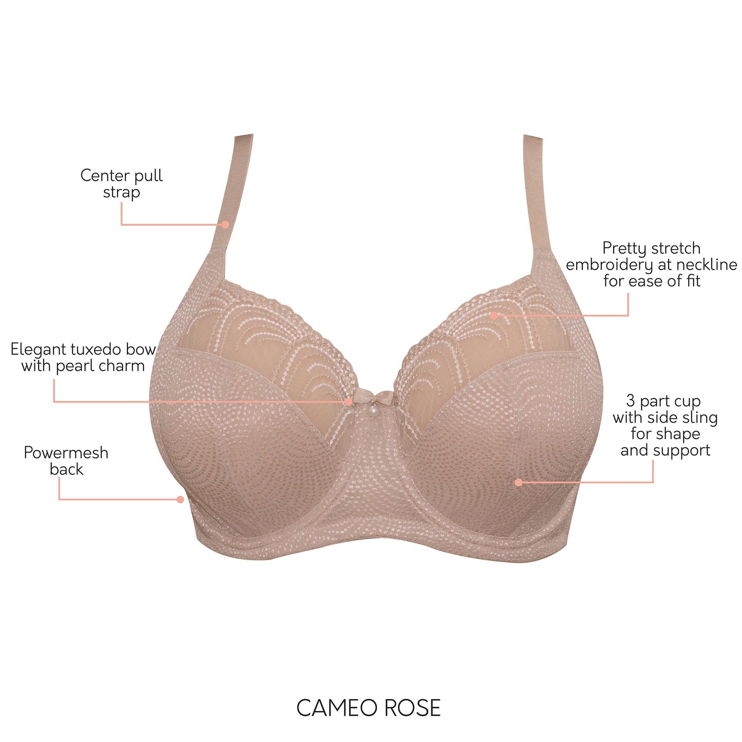 PARFAIT Pearl P60923 Women's Unlined Full Busted Bra - Cameo Rose