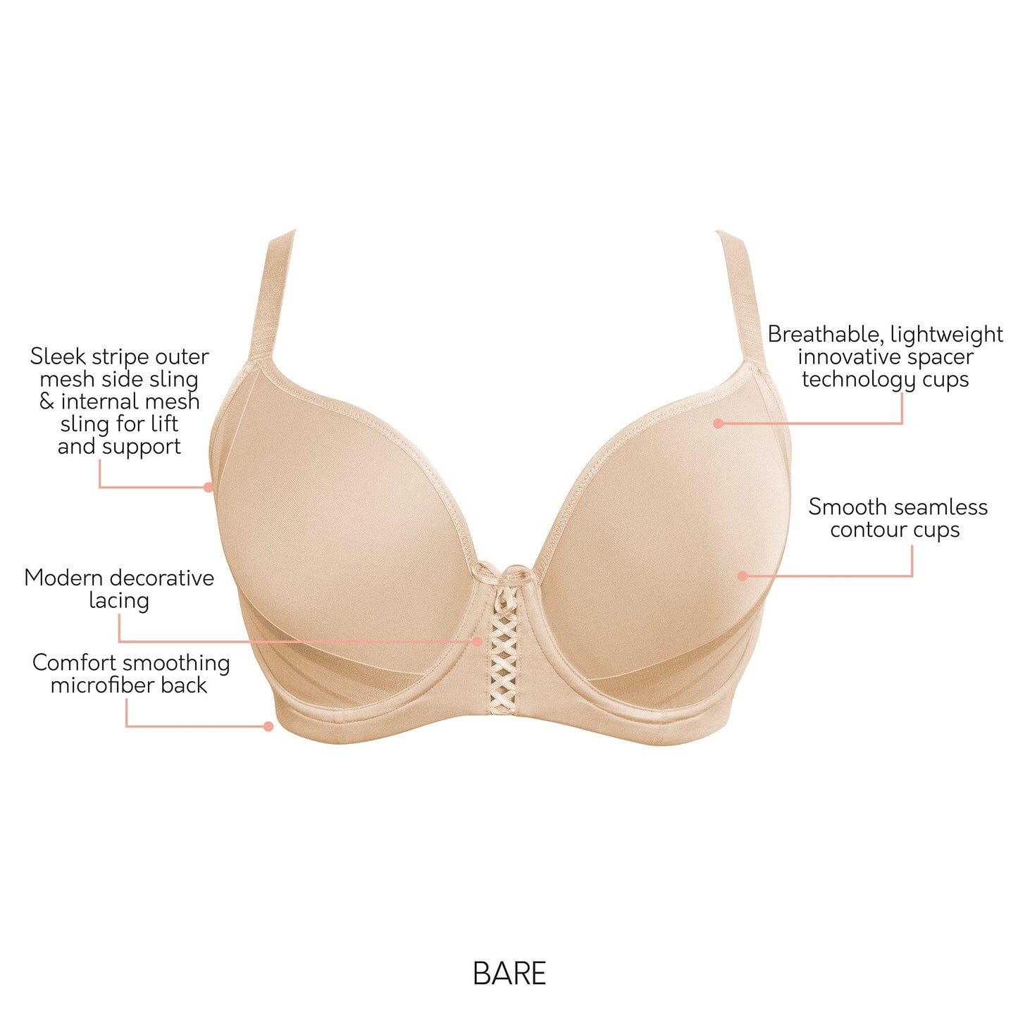 PARFAIT Shea P6061 Women's Spacer T-shirt Full Busted Bra - Bare