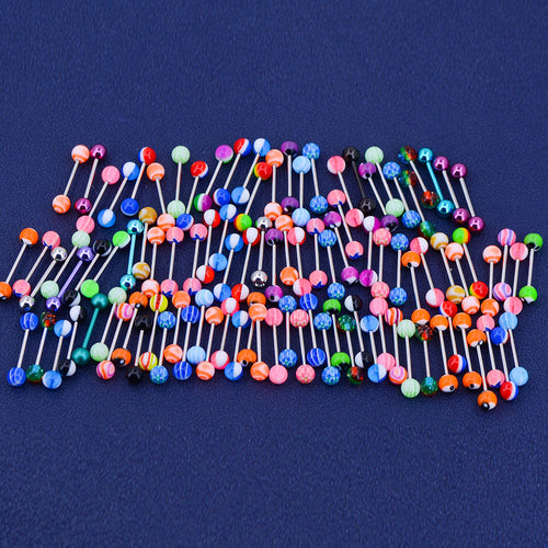 100PCS Colorful Acrylic Tongue Barbell Set