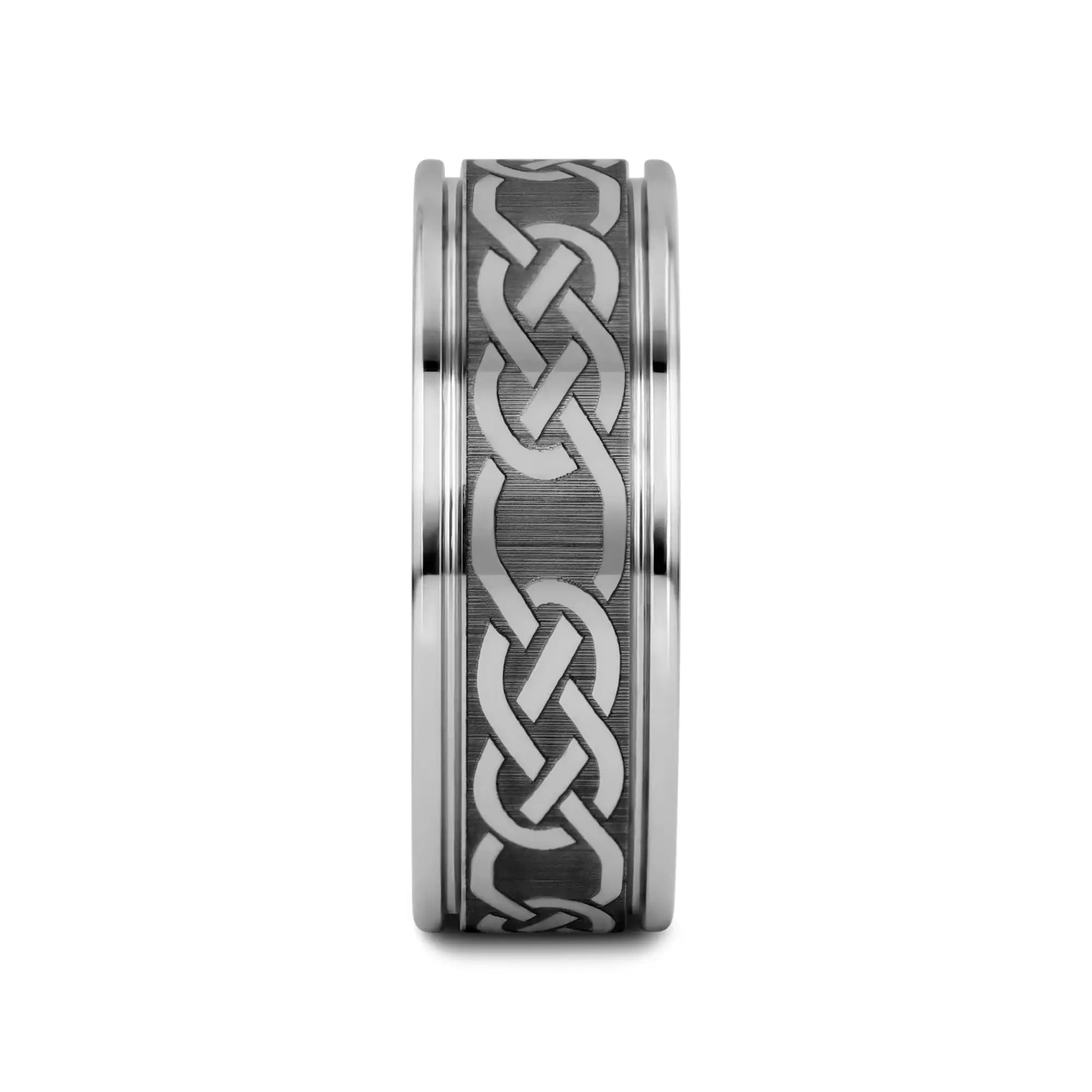 PALATINE Laser Engraved Tungsten Ring with Celtic Pattern - 6mm - 10mm