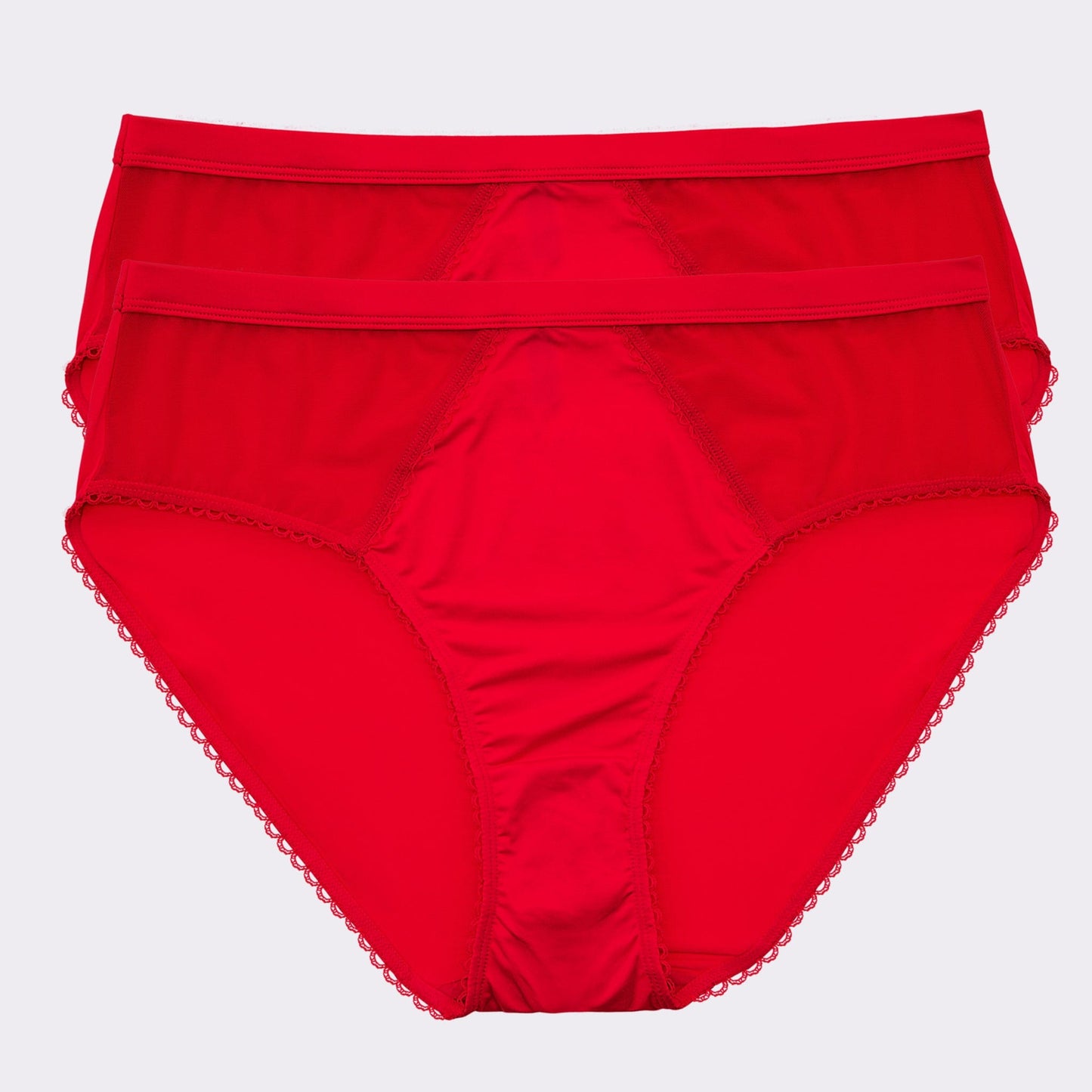 PARFAIT Micro Dressy PP306 French Cut High Waisted Sexy Sheer Panties (2 Pack)  - Racing Red