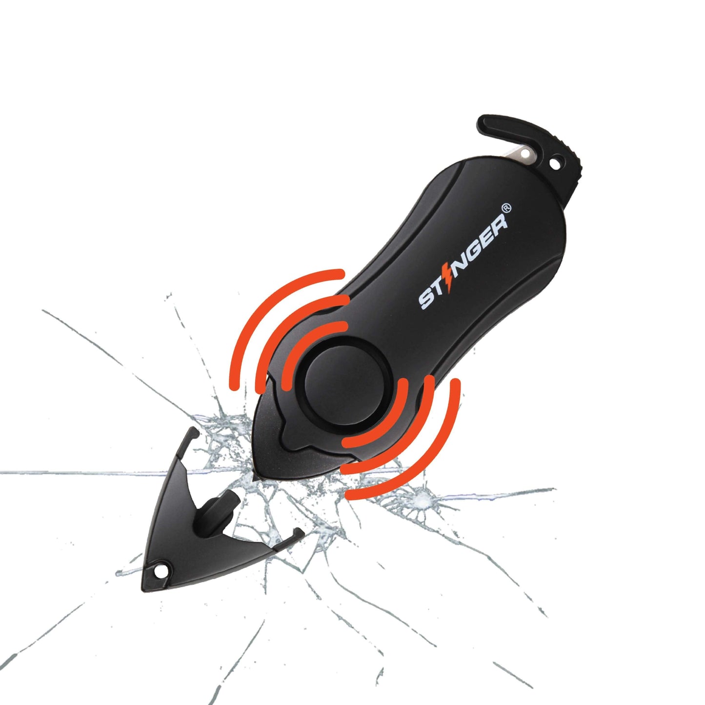 Stinger Personal Safety Alarm Keychain Emergency Tool: Siren Alarm, Seat Belt Cutter, Glass Breaker (Black)