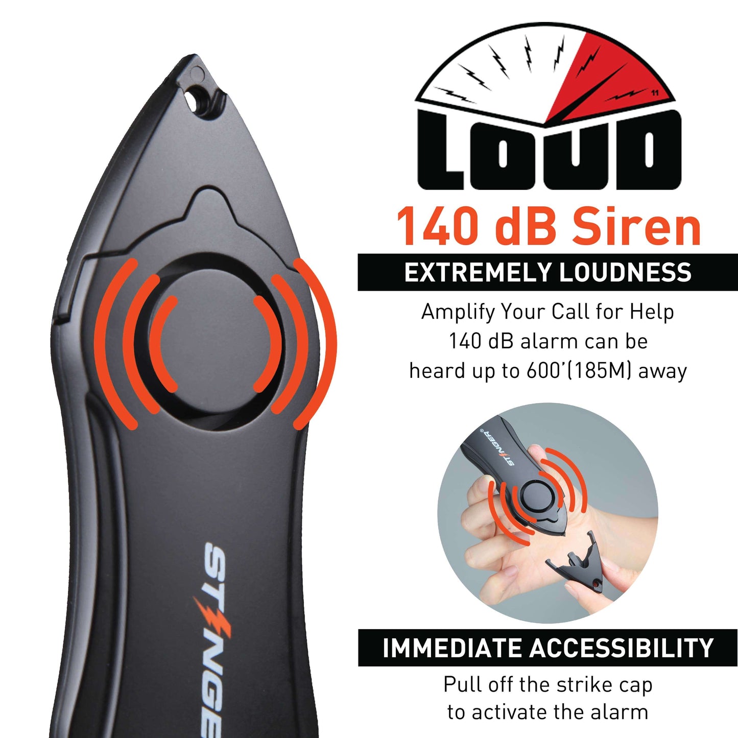 Stinger Life-Saving Whip Car Emergency Tools + Personal Alarm (Orange)